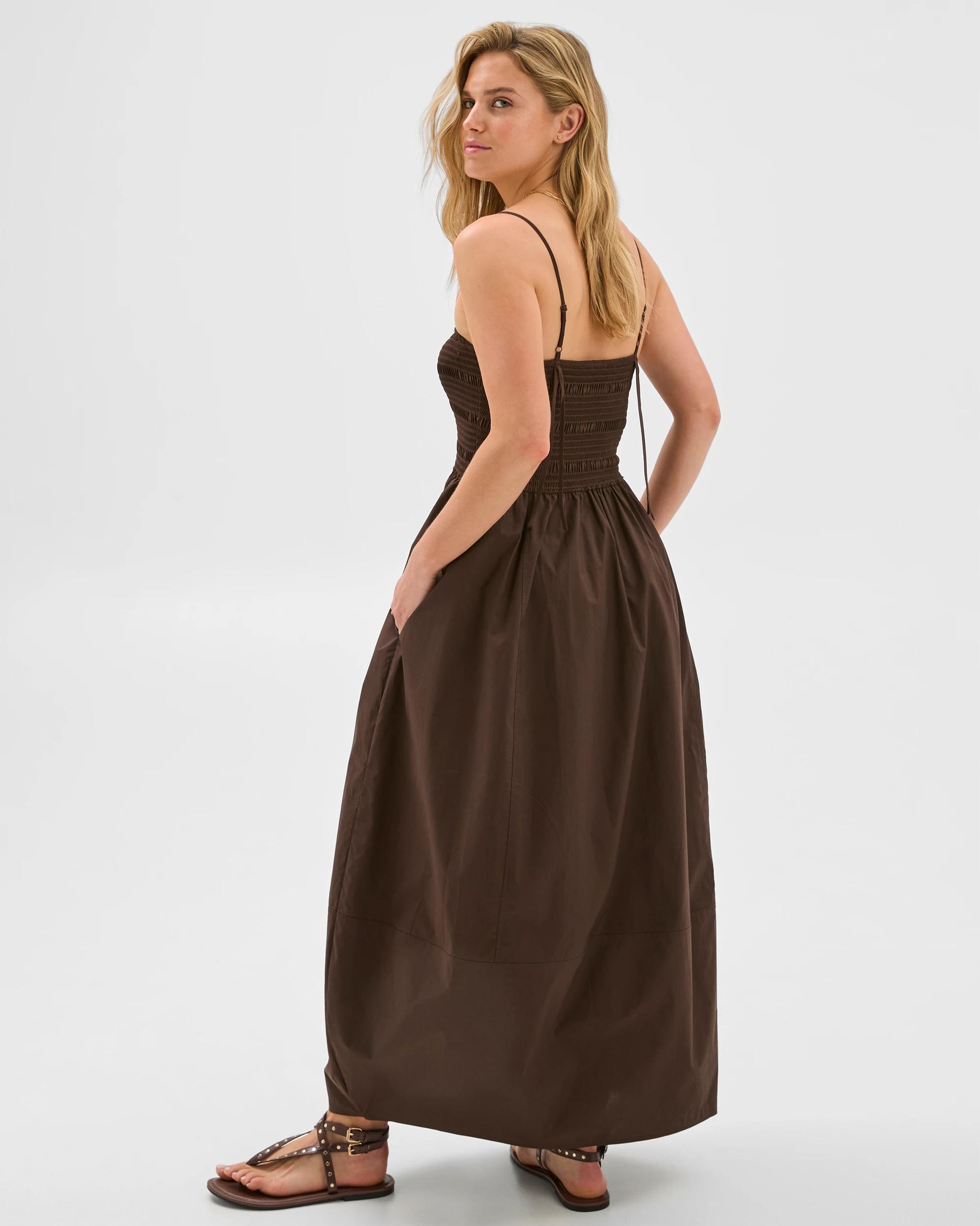 6 Shirred Cocoon Midi Dress - Lily Loves BROWN, 6 of 9