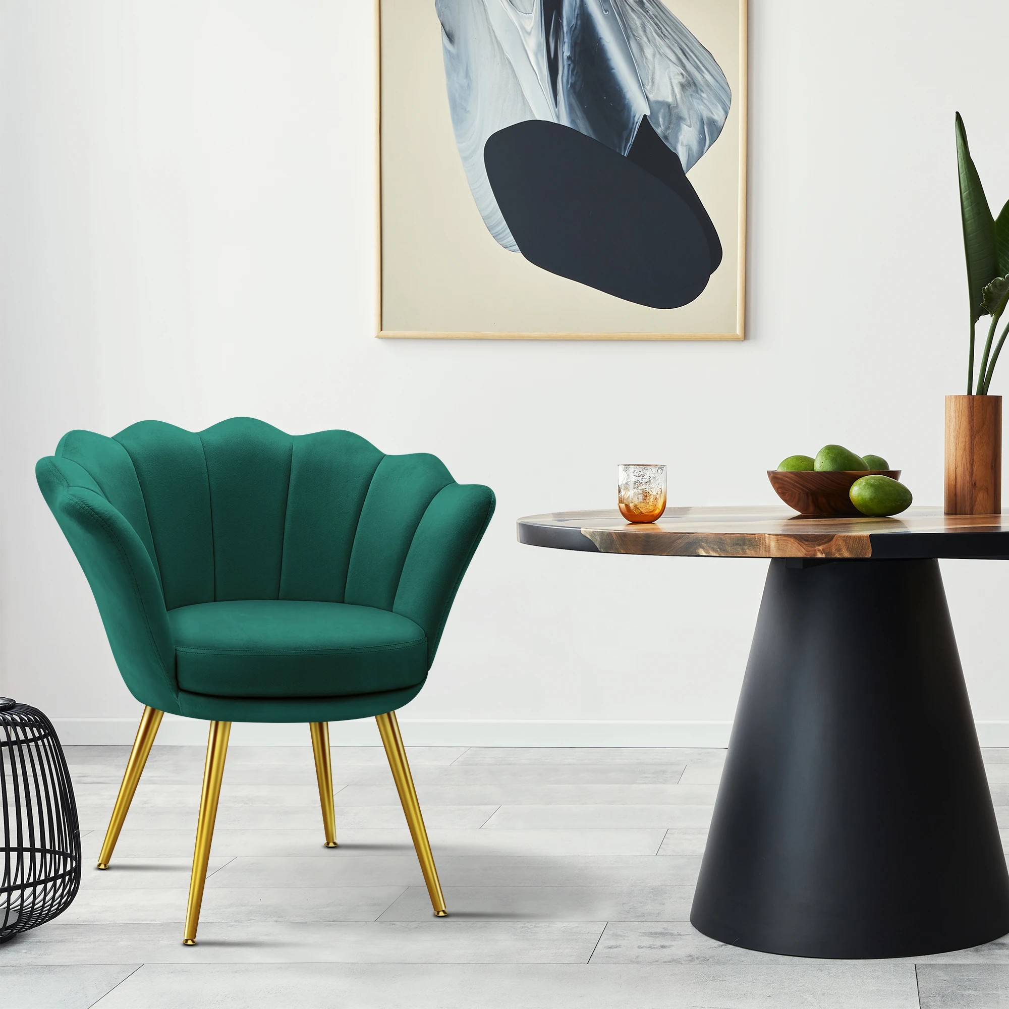 3 Alfordson Armchair Lounge Chair Upholstered Accent Chair Velvet Sofa Couch - Green, 3 of 9