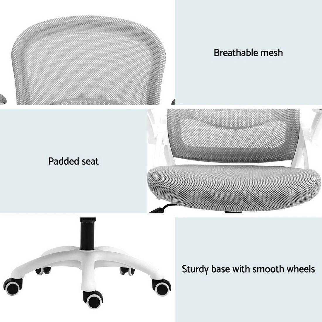 6 Artiss Mesh Office Chair Mid Back - Grey, 6 of 6