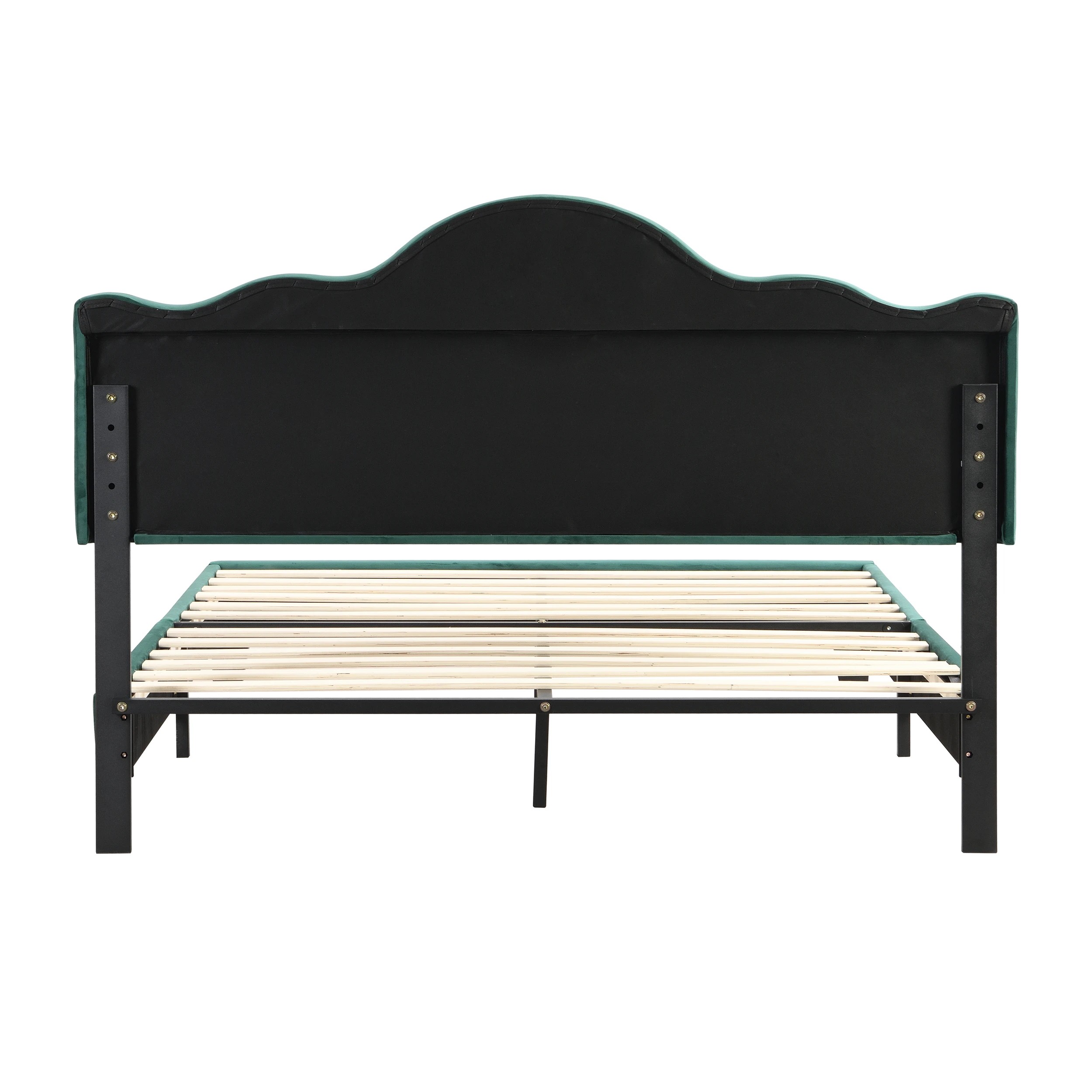 6 IHOMDEC BEF05 Velvet Queen Bed Frame - Green - Green, 6 of 10