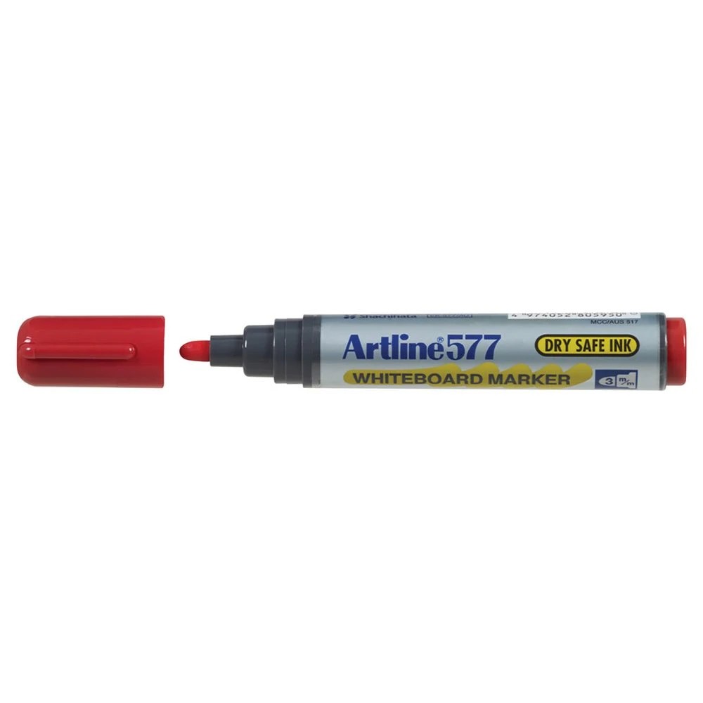 2 Artline 577 Whiteboard Markers Bullet Red 12 Pack, 2 of 3