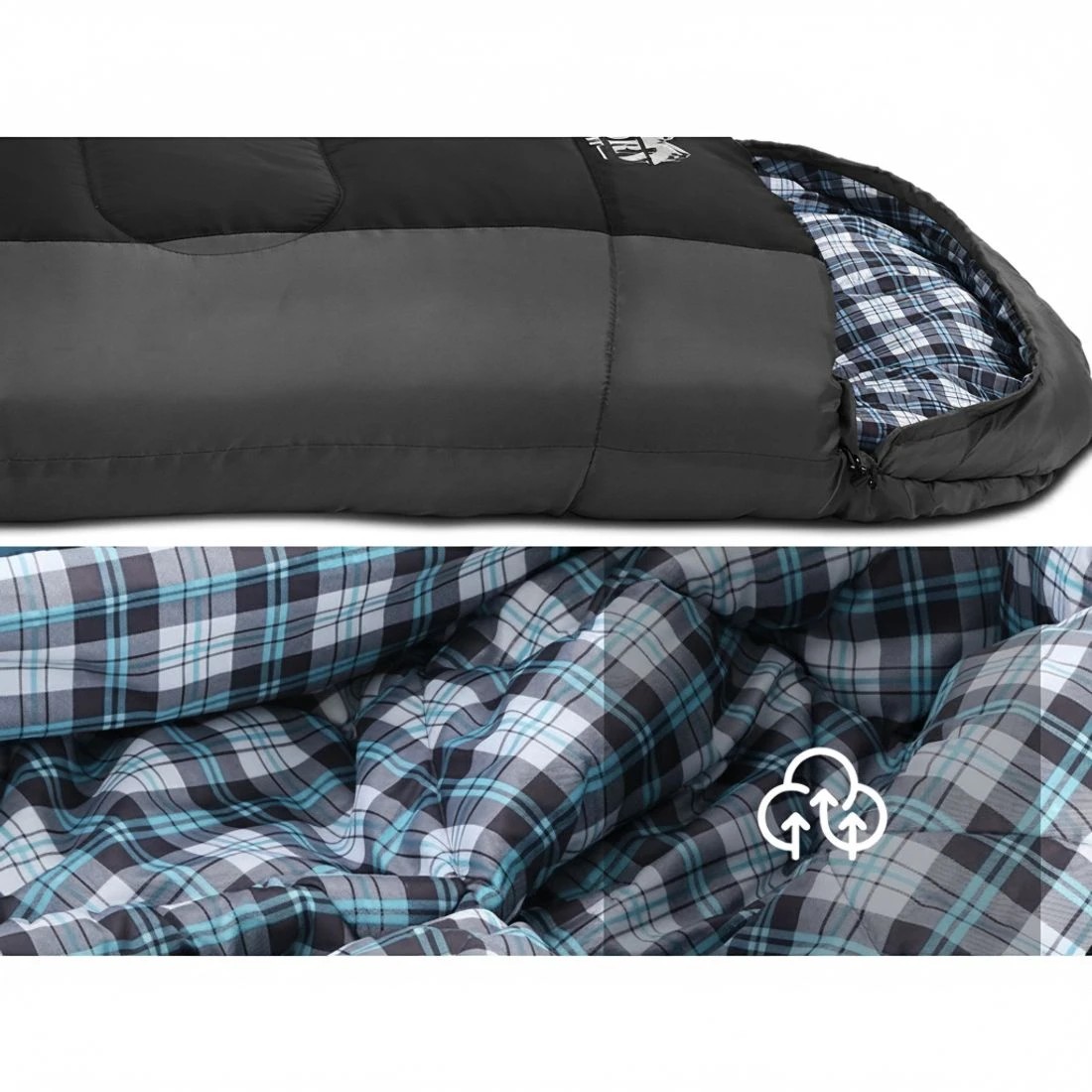 5 Weisshorn Sleeping Bag Single Thermal Camping Hiking Tent 20℃ - Black, 5 of 7