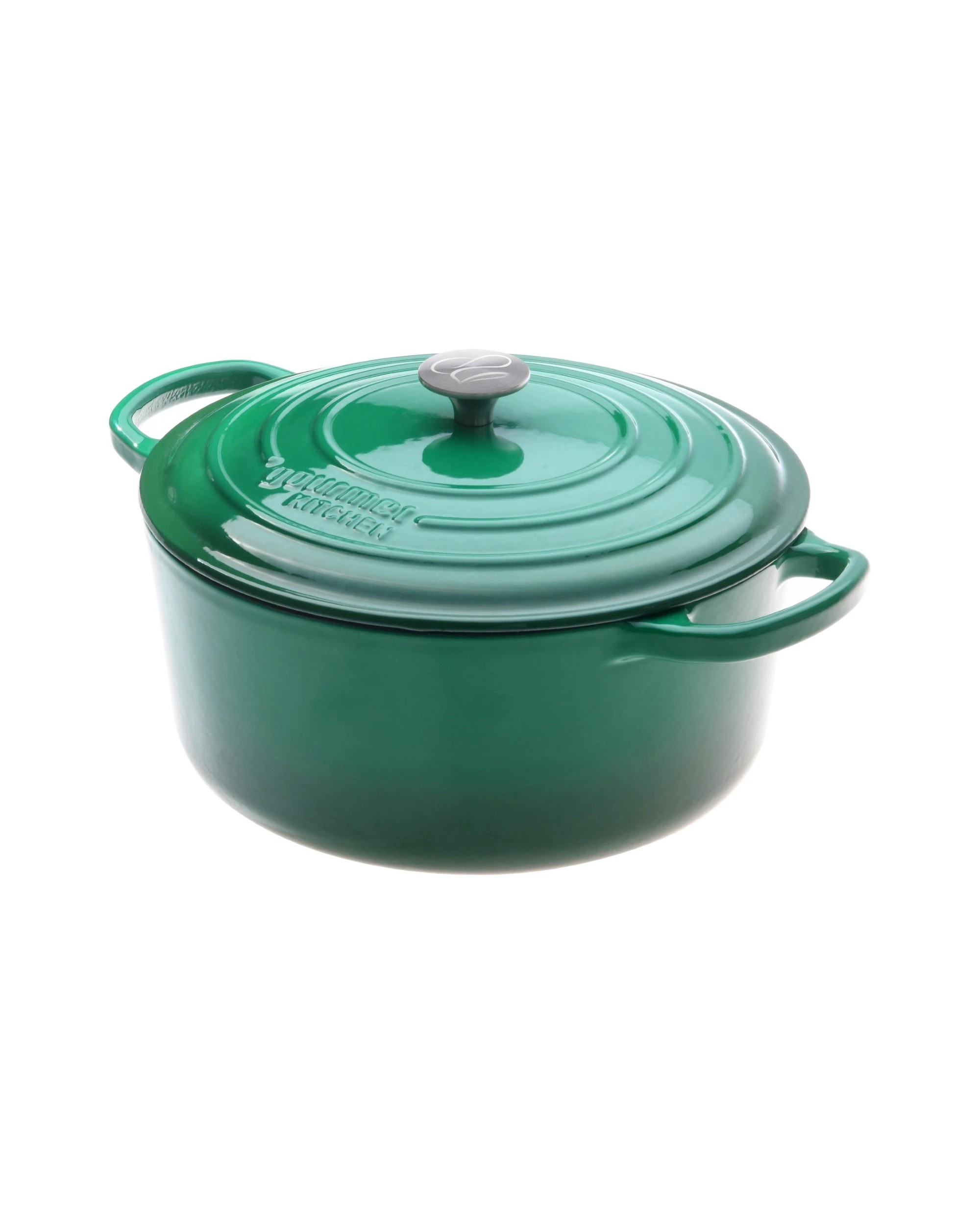 4 Gourmet Kitchen Enamelled Cast Iron Casserole 28cm - Eden Green, 4 of 9