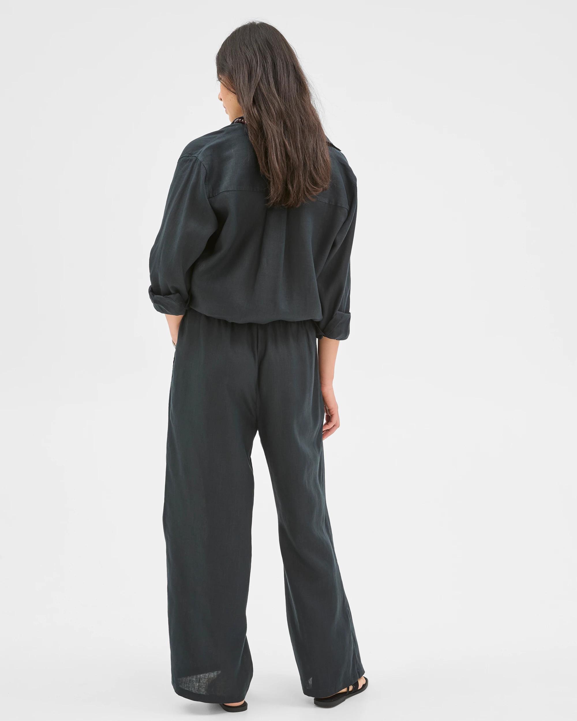 6 Target Woman European Linen Wide Leg Pants BLACK, 6 of 6