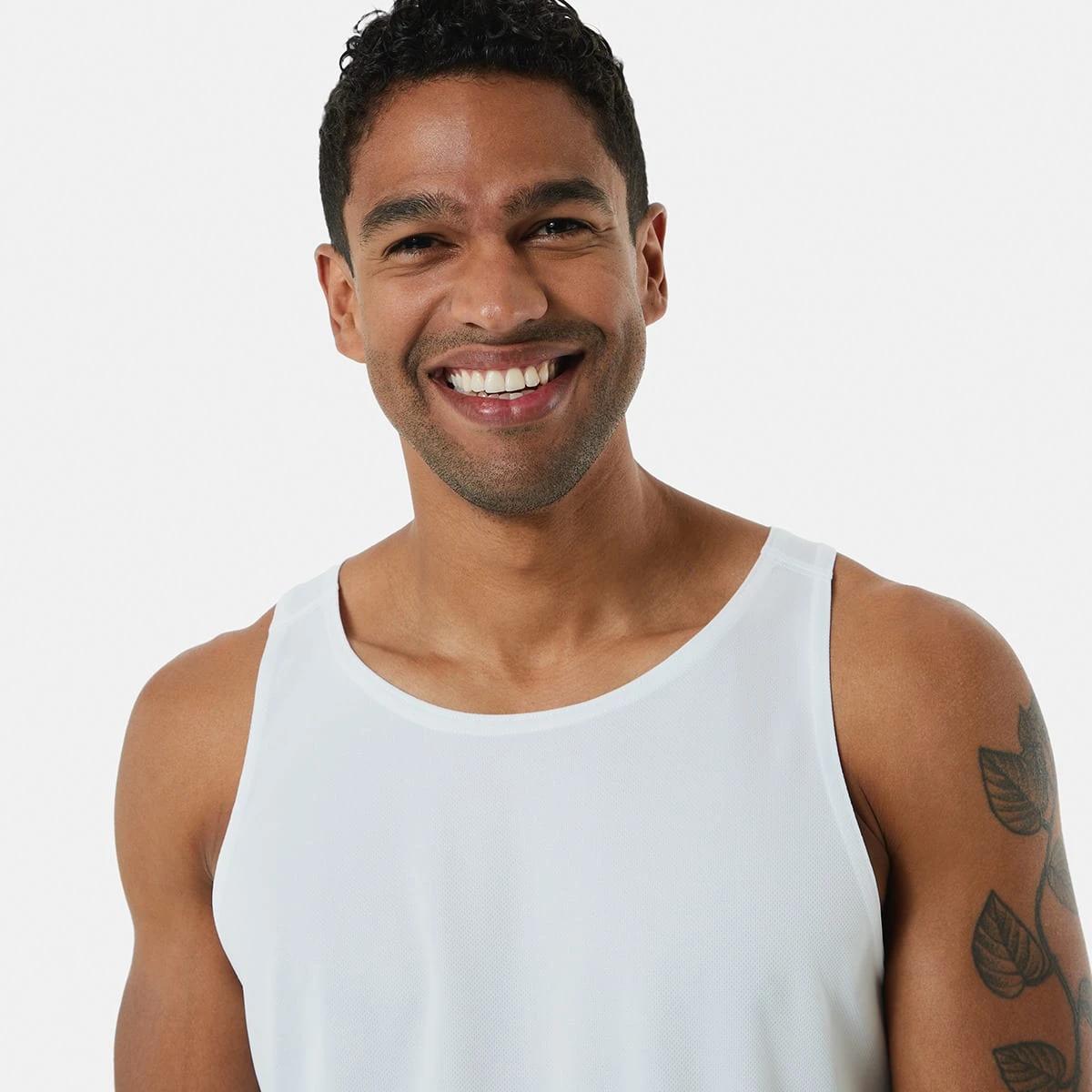 4 Active Mens Mesh Tank WHITE, 4 of 6