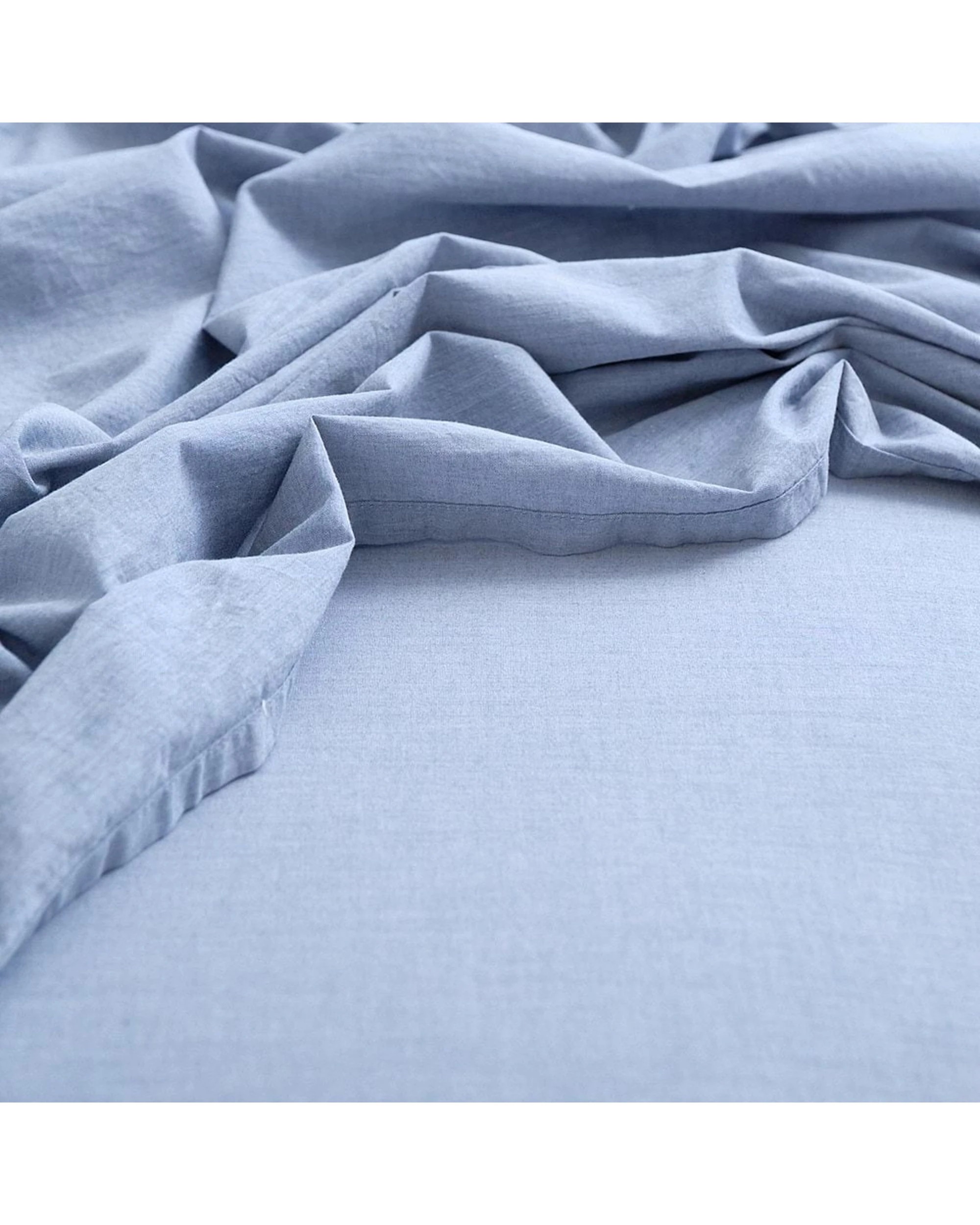 2 Canningvale Vintage Softwash Cotton Sheet Set Denim MElange - Super King Bed - Blue, 2 of 3
