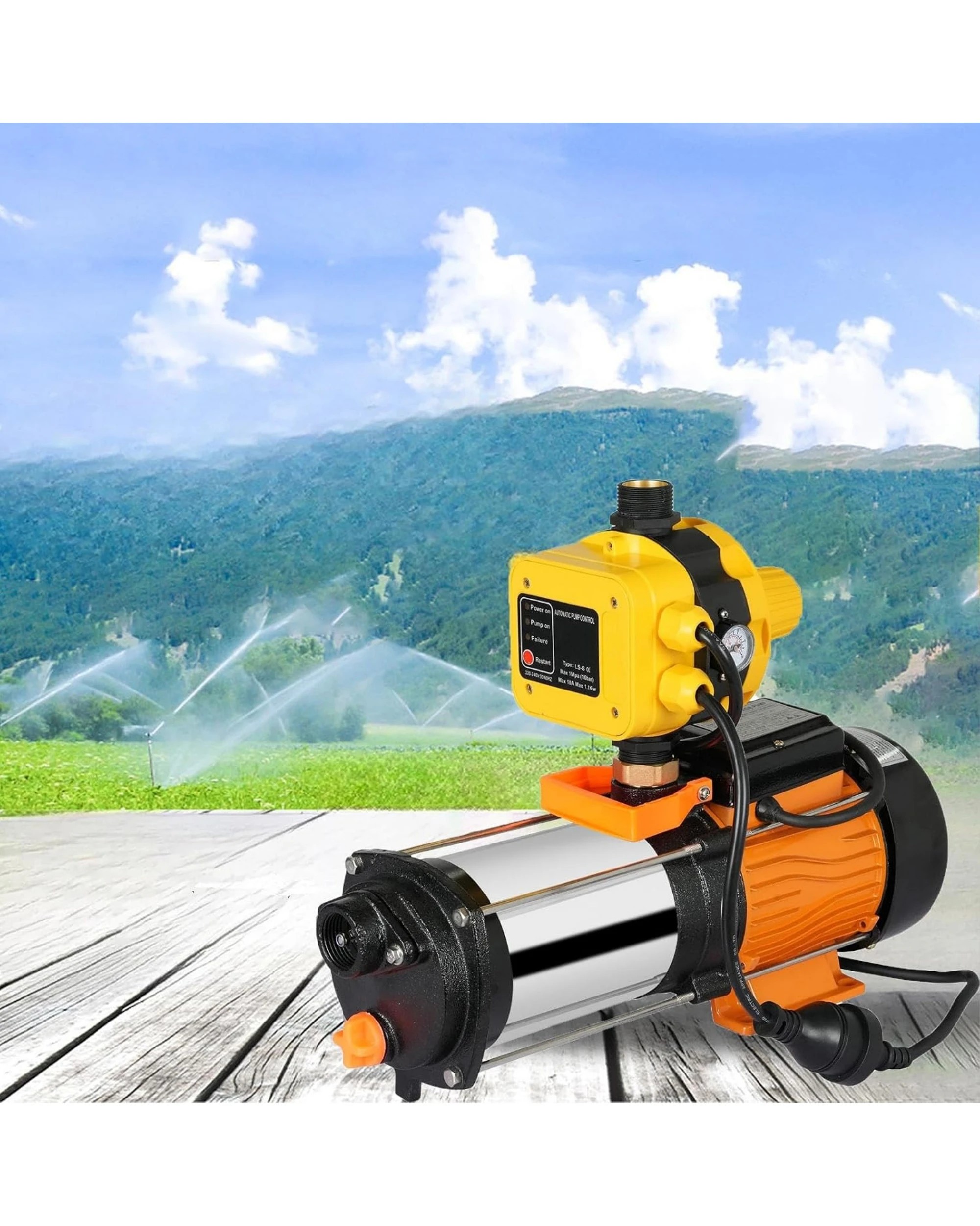 4 Advwin Water Pump 2000W Automatic High Pressure Pump with Controller
 7800L/H 3.5HP - Orange, 4 of 7