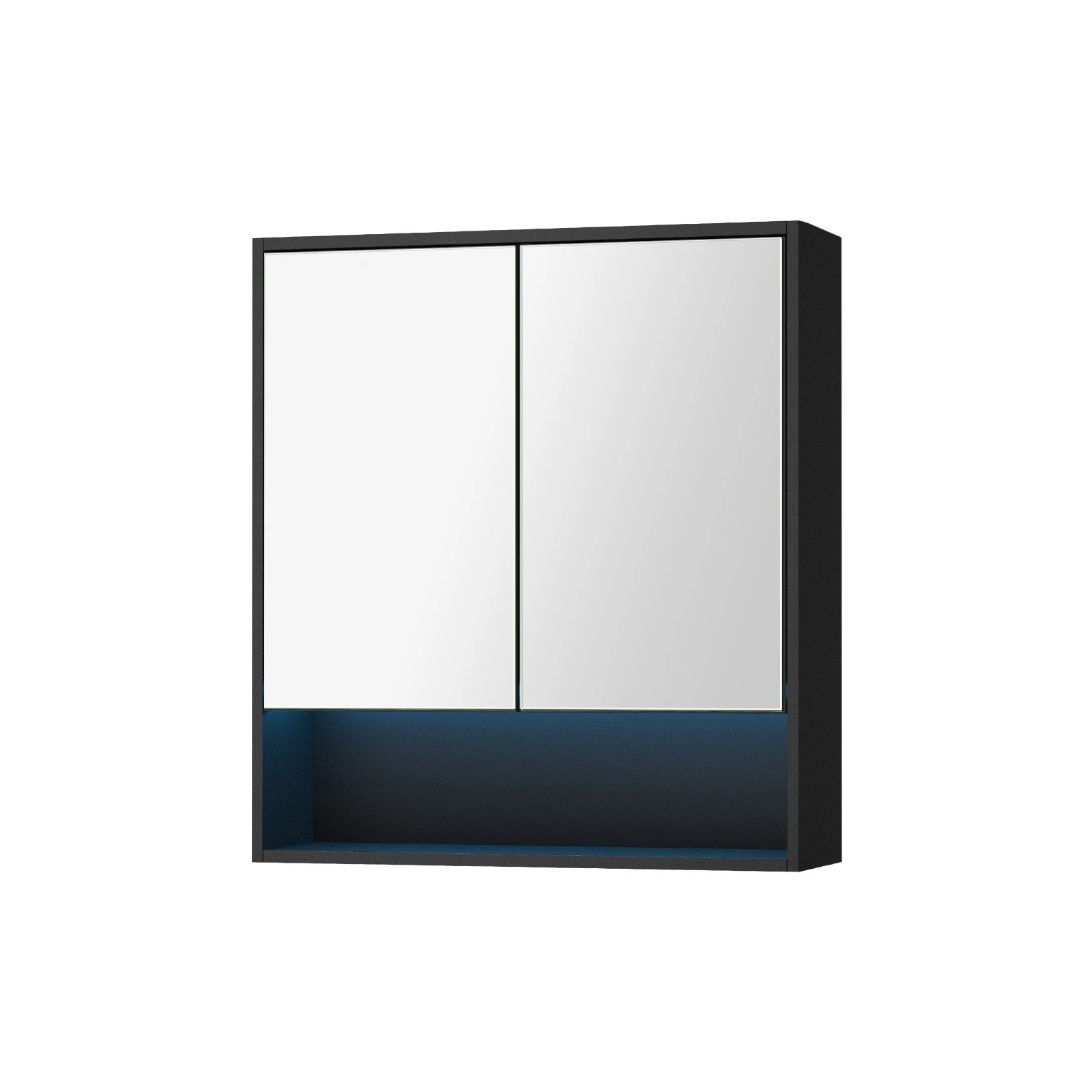1 Welba Bathroom Mirror Cabinet Storage 750x750mm - Black, 1 of 7