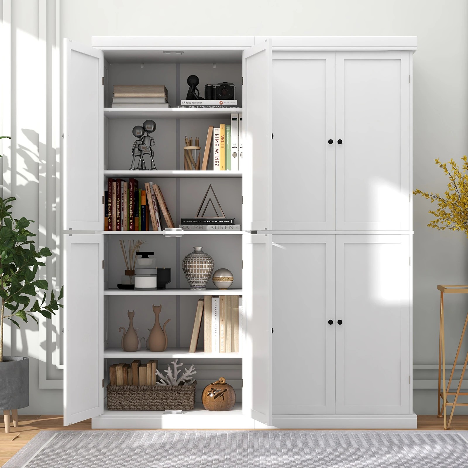 2 Costway 4 Doors Buffet Sideboard w/6 Shelves, 2 of 5