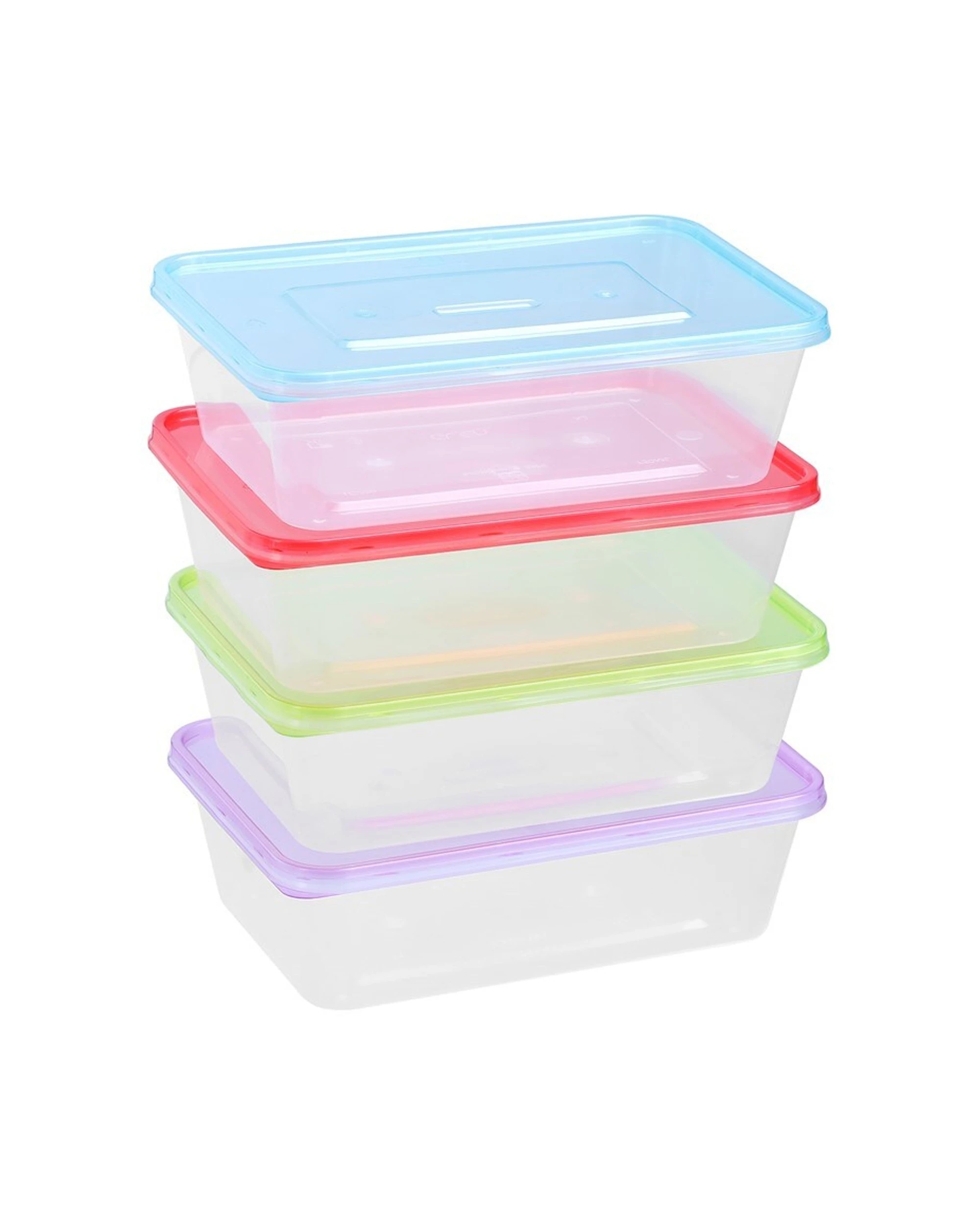 5 20pk Lemon & Lime Rectangle 750ml Reusable Food/meal Container W/ Coloured Lids
 - Multi, 5 of 8