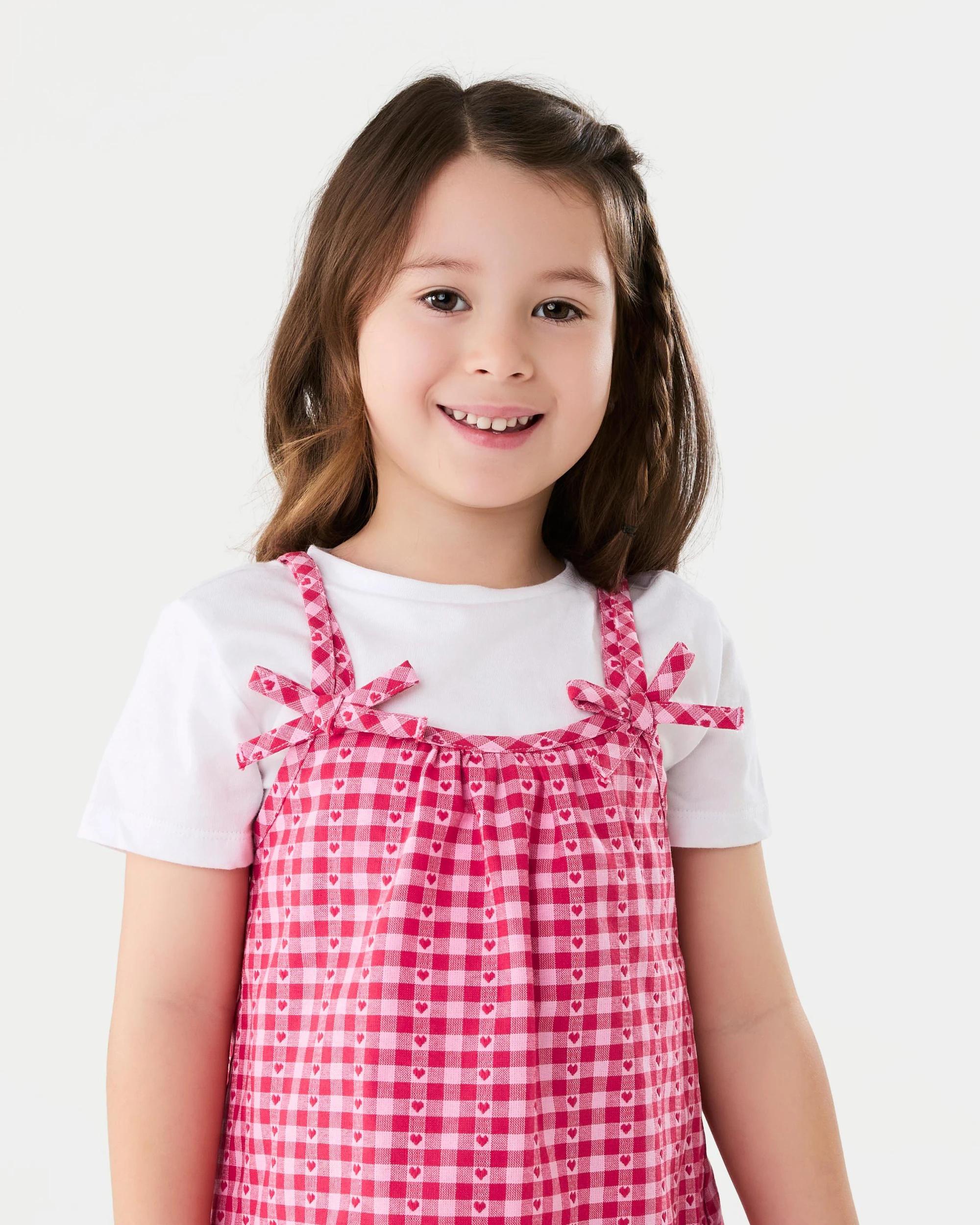 3 2 Piece Dress Set Red Check, 3 of 7