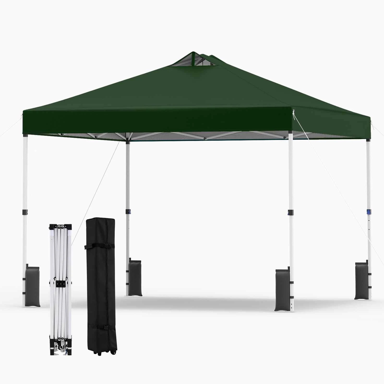 1 Costway 3x3M Pop Up Canopy Tent Instant Gazebo Metal Portable Sunshade Shelter - Green, 1 of 2