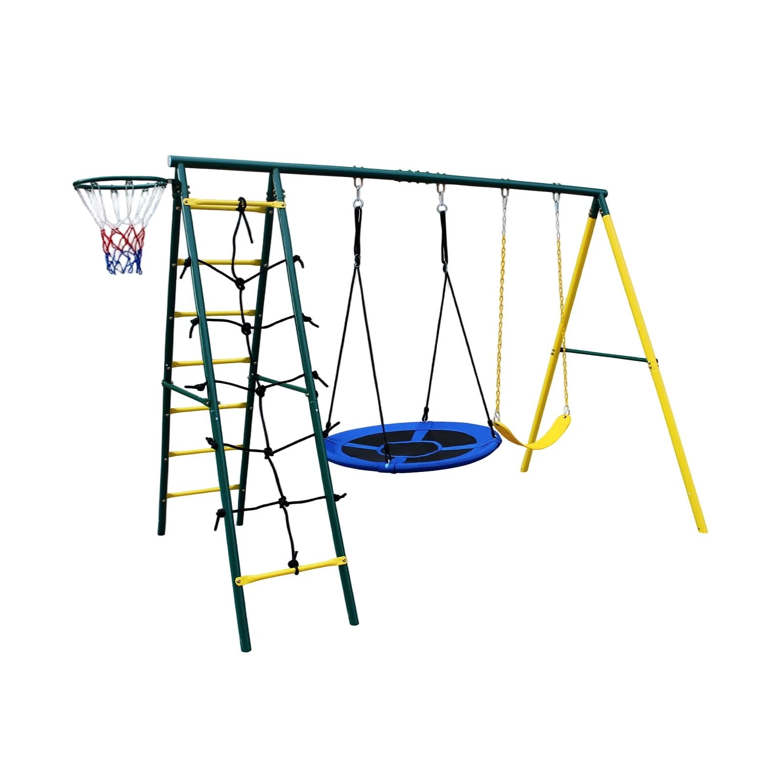 4 Ausway Outdoor Swing Set 5-in-1 Playground Equipment with Basketball Hoop, 4 of 7