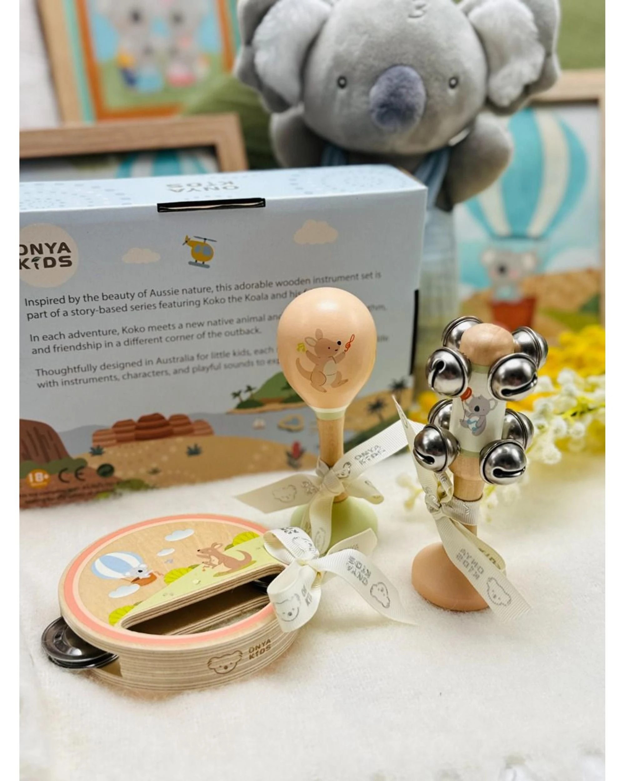 6 Onya Kids Koko's Music Adventure Koala and Kangaroo Wooden Music 3 Piece Set, 6 of 7