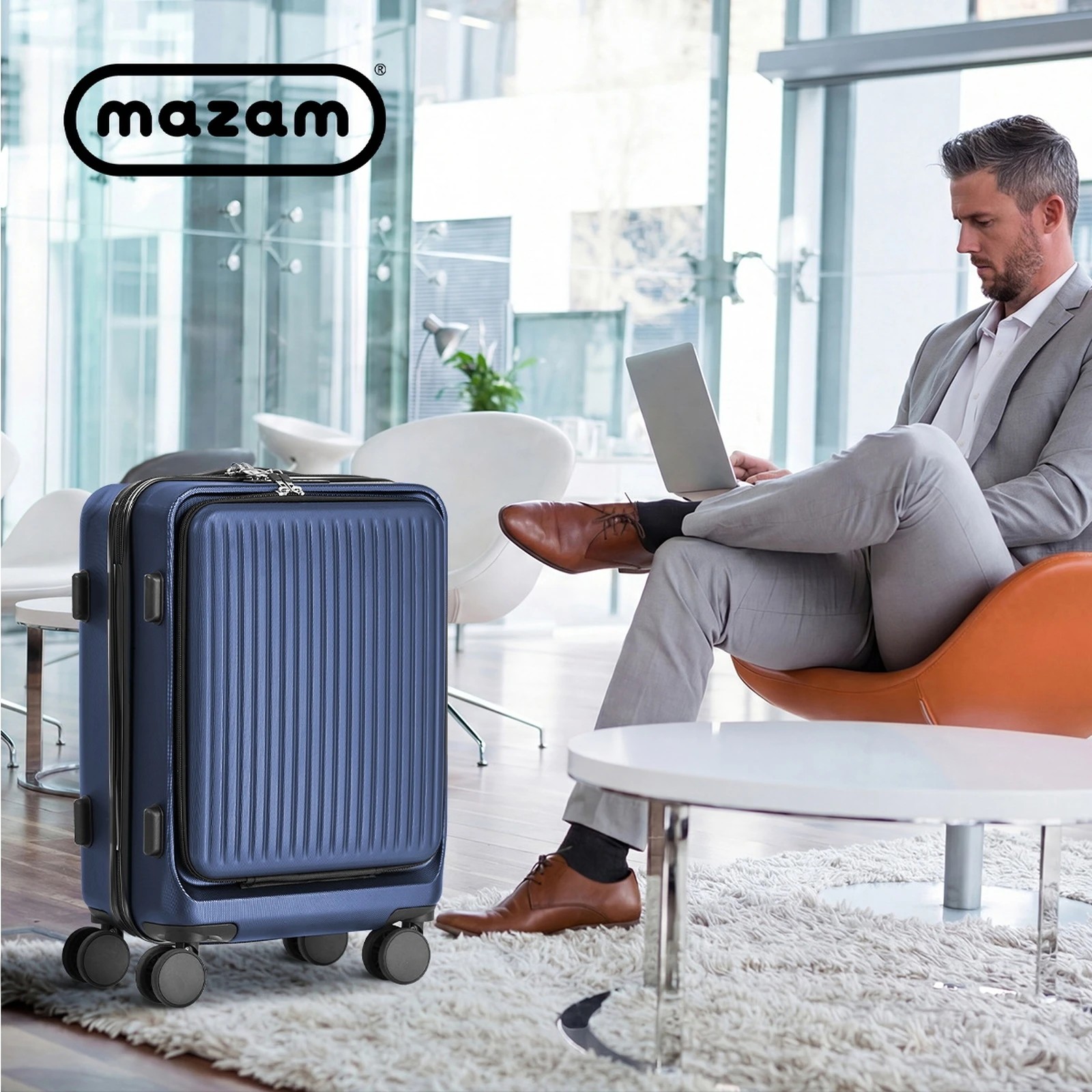 8 Mazam 24" Luggage Suitcase Front Opening Travel TSA Hard Case - Blue, 8 of 8