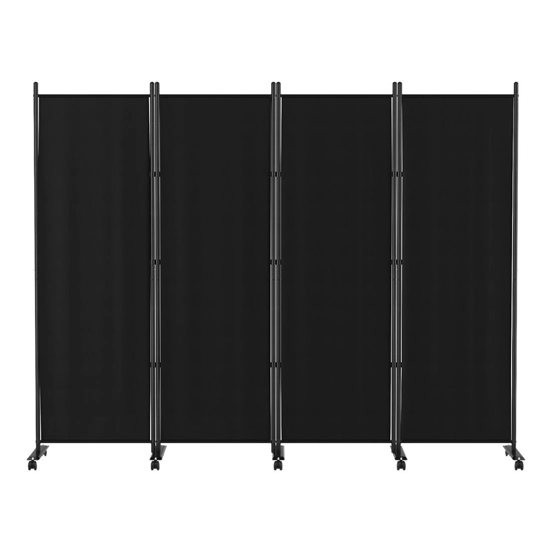 4 Artiss 4 Panel Room Divider Screen 217cm Fabric with Wheels Foldable Folding Metal Steel Frame Privacy Partition - black, 4 of 7