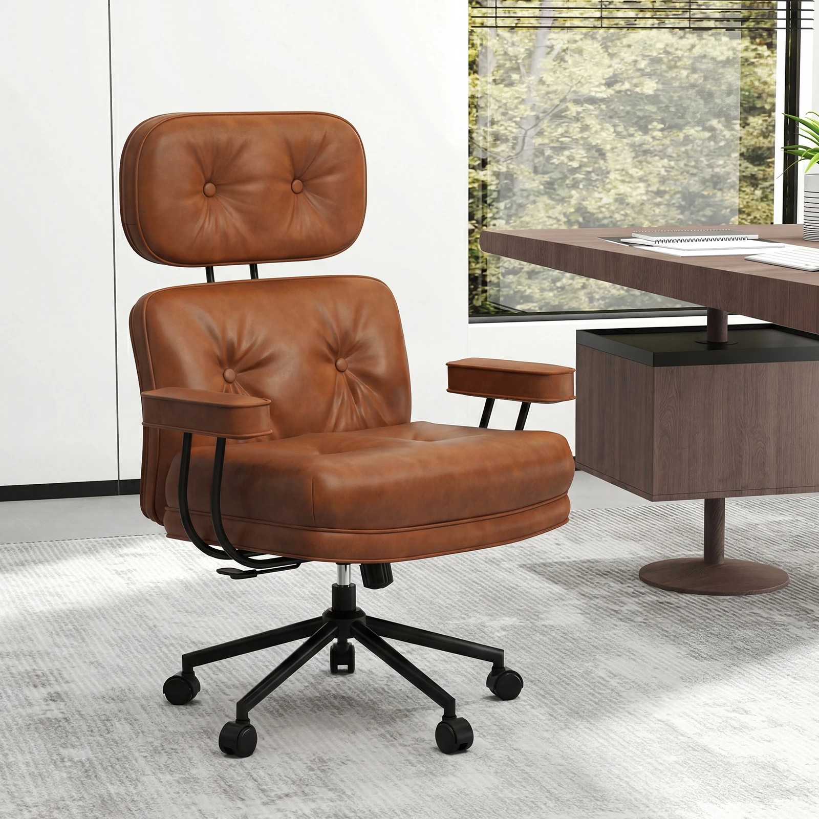 2 Costway Ergonomic Home Office Chair Modern Computer Desk Chair Adjustable High Back Armchair, 2 of 4