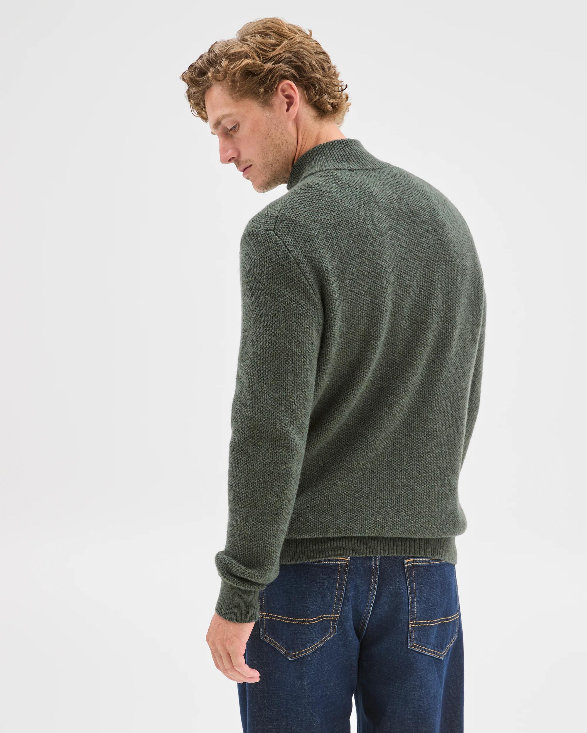 7 Target Man Lambswool 1/2 Zip Knit Jumper MOSS GREEN, 7 of 7