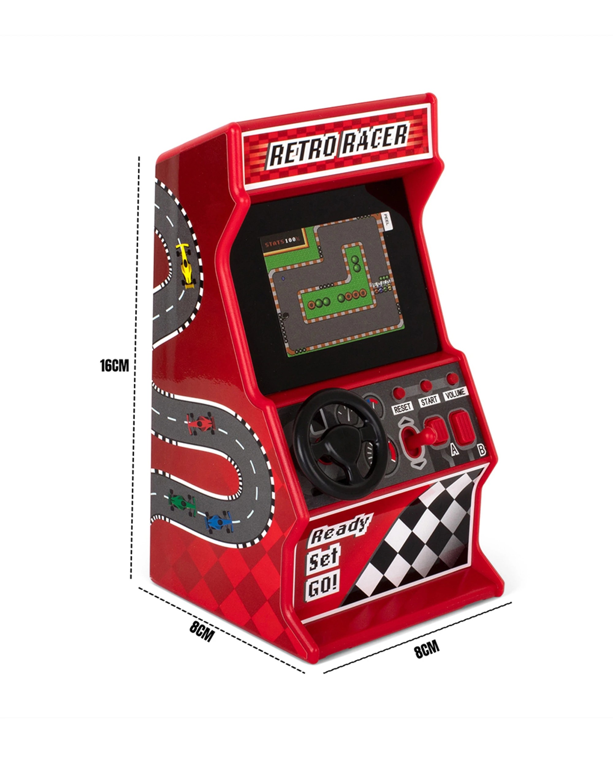 4 Thumbs Up 30-Games Arcade Retro Classic Racing Machine Desktop Console - Red, 4 of 4