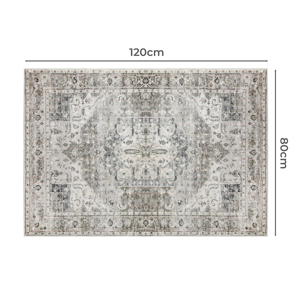 3 Marlow Room Area Rug Machine Washable Distressed Carpet Grey, 3 of 8