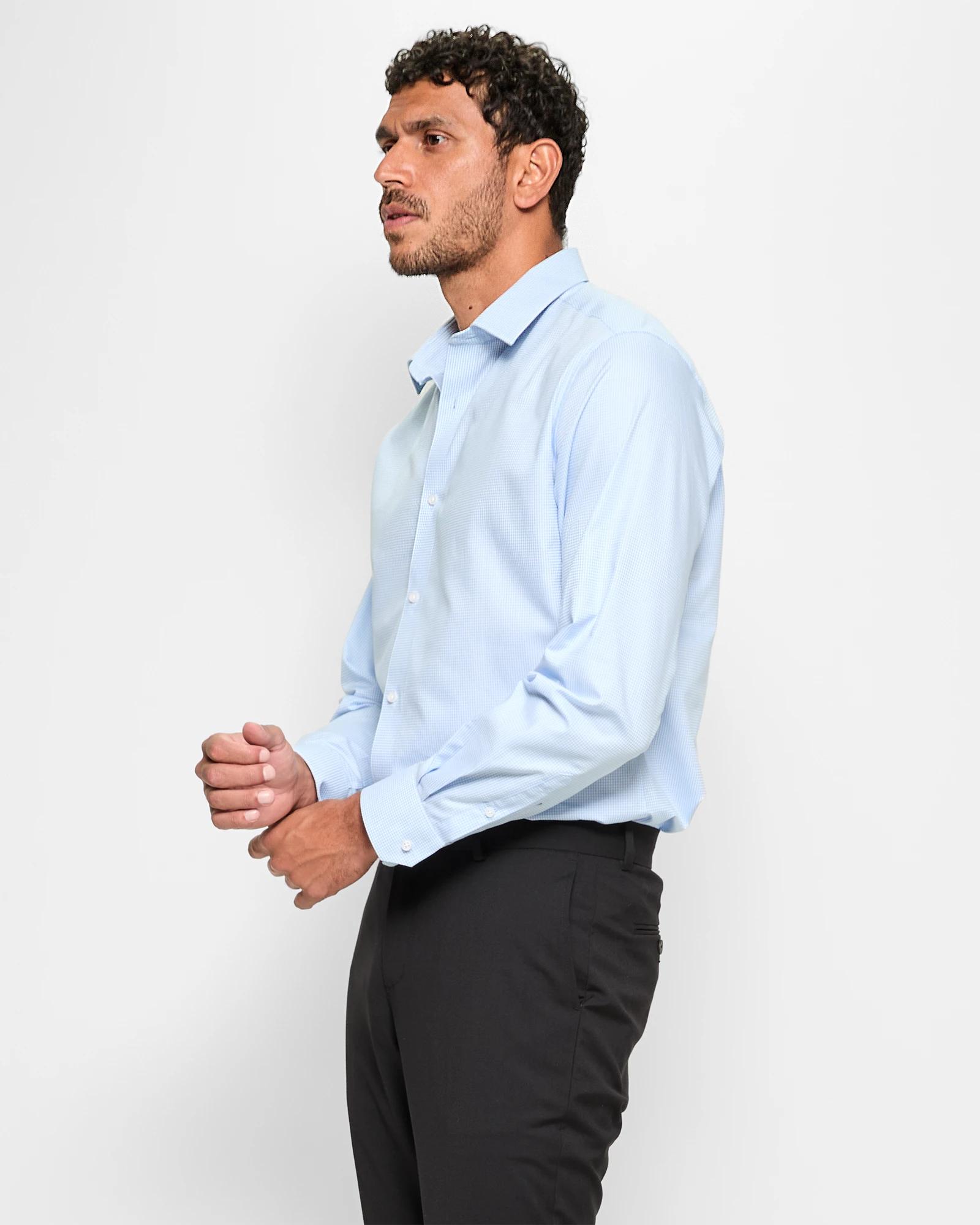 3 Long Sleeve Micro Gingham Shirt - Preview MICRO GINGHAM, 3 of 5