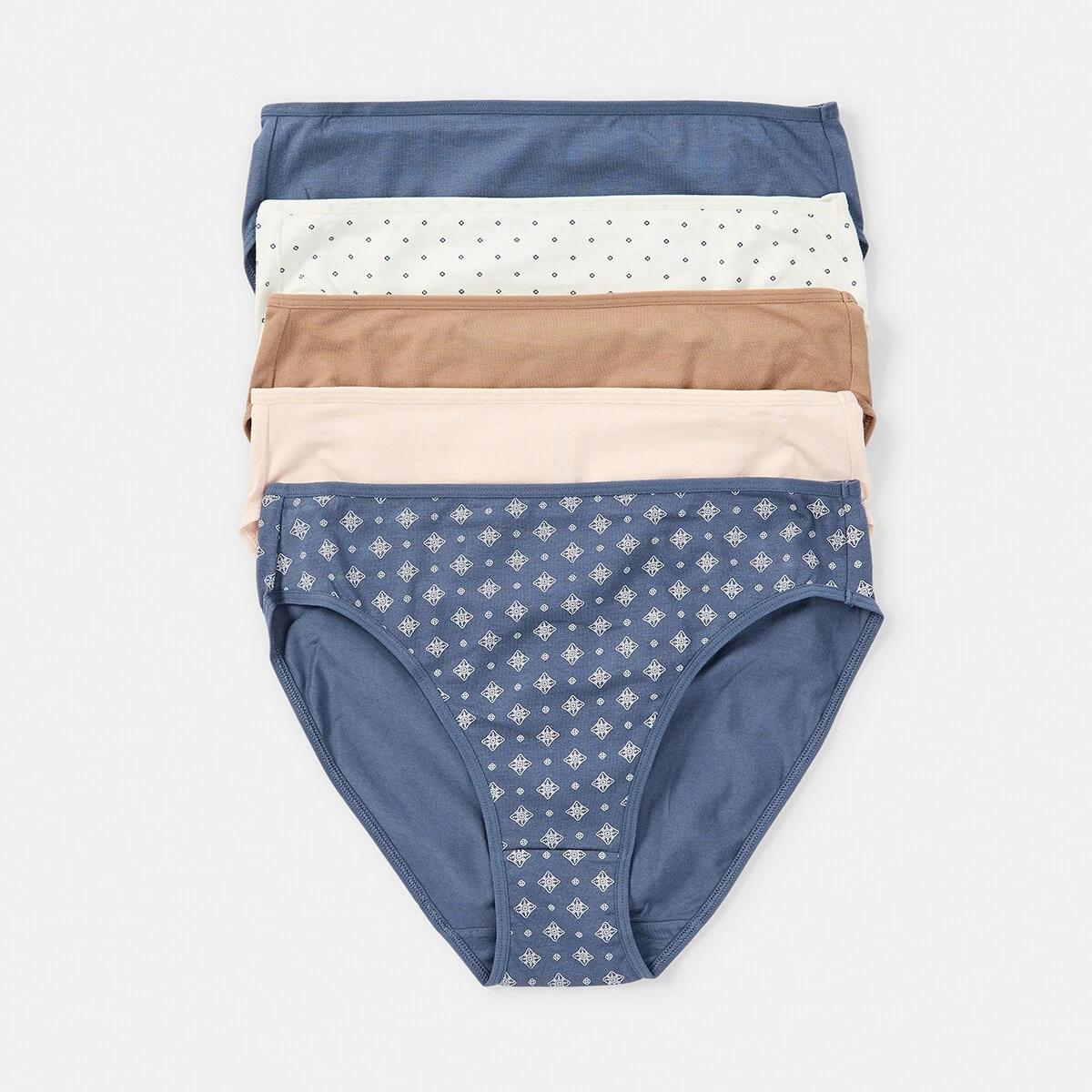 1 5 Pack Cotton Stretch Hi-Cut Briefs VELVET GEO MULTI, 1 of 10