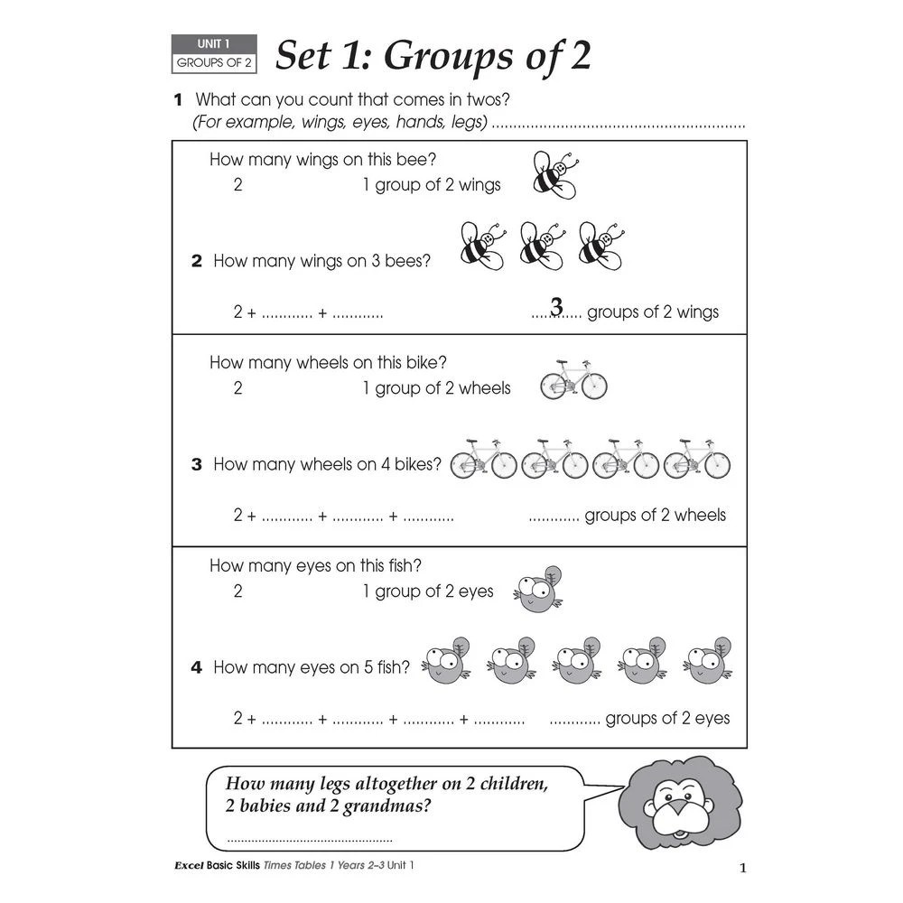 4 Excel Basic Skills Times Tables Book 1 Year 2-3, 4 of 7