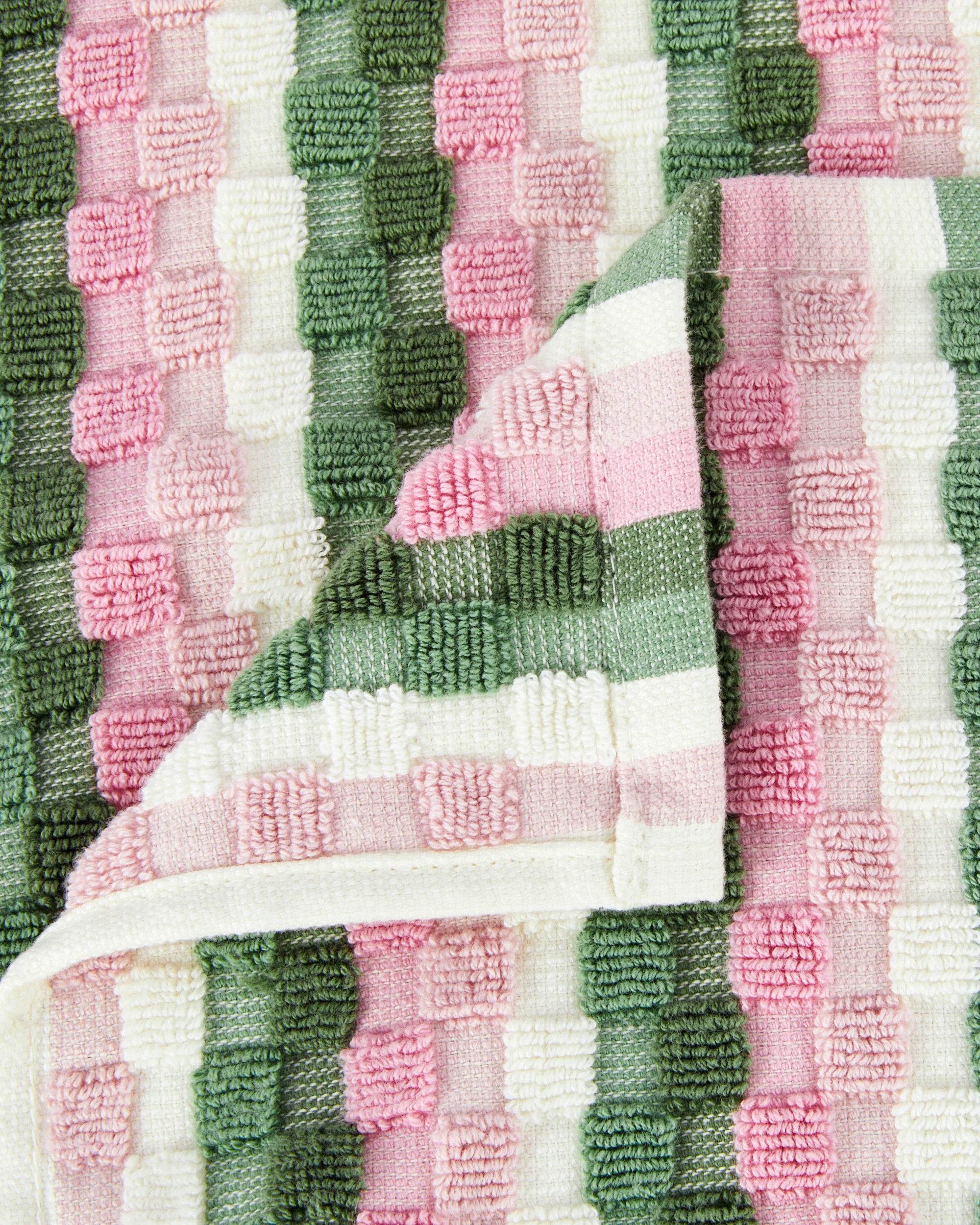 2 Popcorn Cotton Hand Towel - Pink and Green, 2 of 5