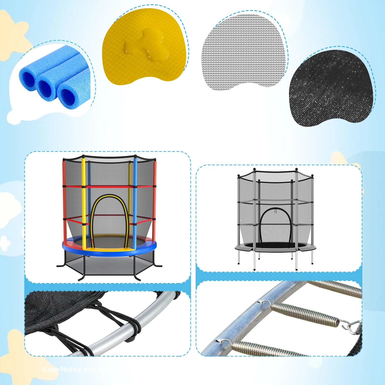 4 Costway Kids Trampoline Bouncer Jumping Trampolines w/Enclosure Net Gift Colorful, 4 of 6