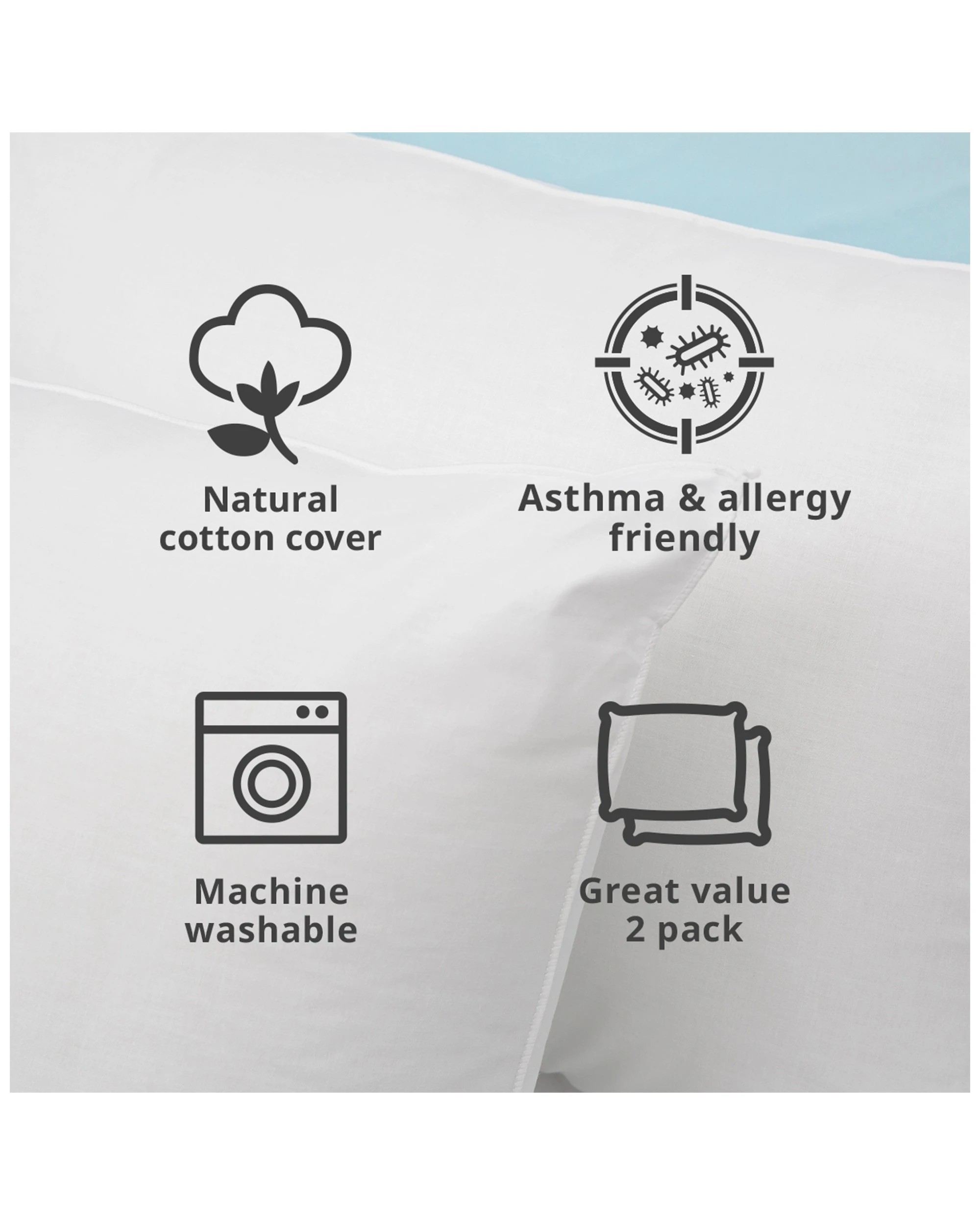 5 2pc Tontine Good Night Allergy Pillow Medium Profile
 - White, 5 of 6