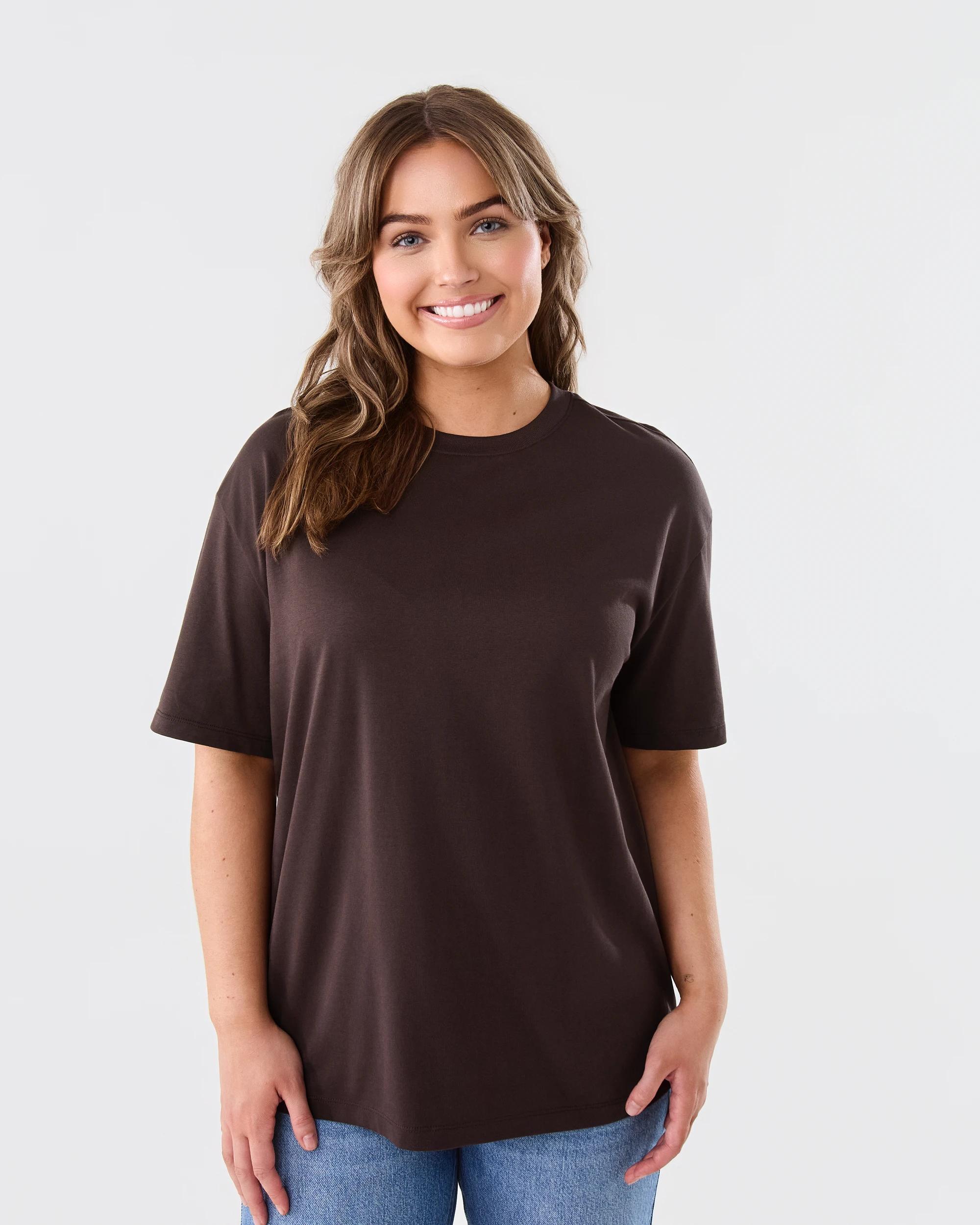 1 Short Sleeve Oversized Boyfriend T-shirt Melt Brown, 1 of 5