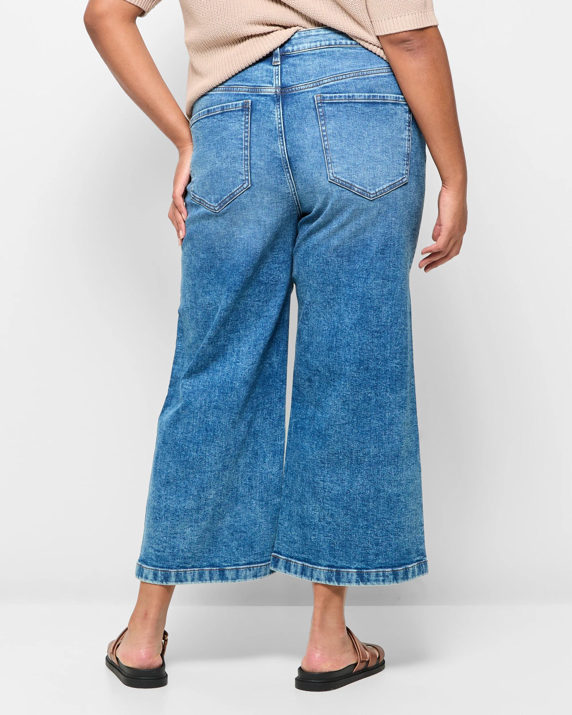 4 Target Plus Size Crop Length Wide Leg Denim Jeans ERA BLUE, 4 of 5