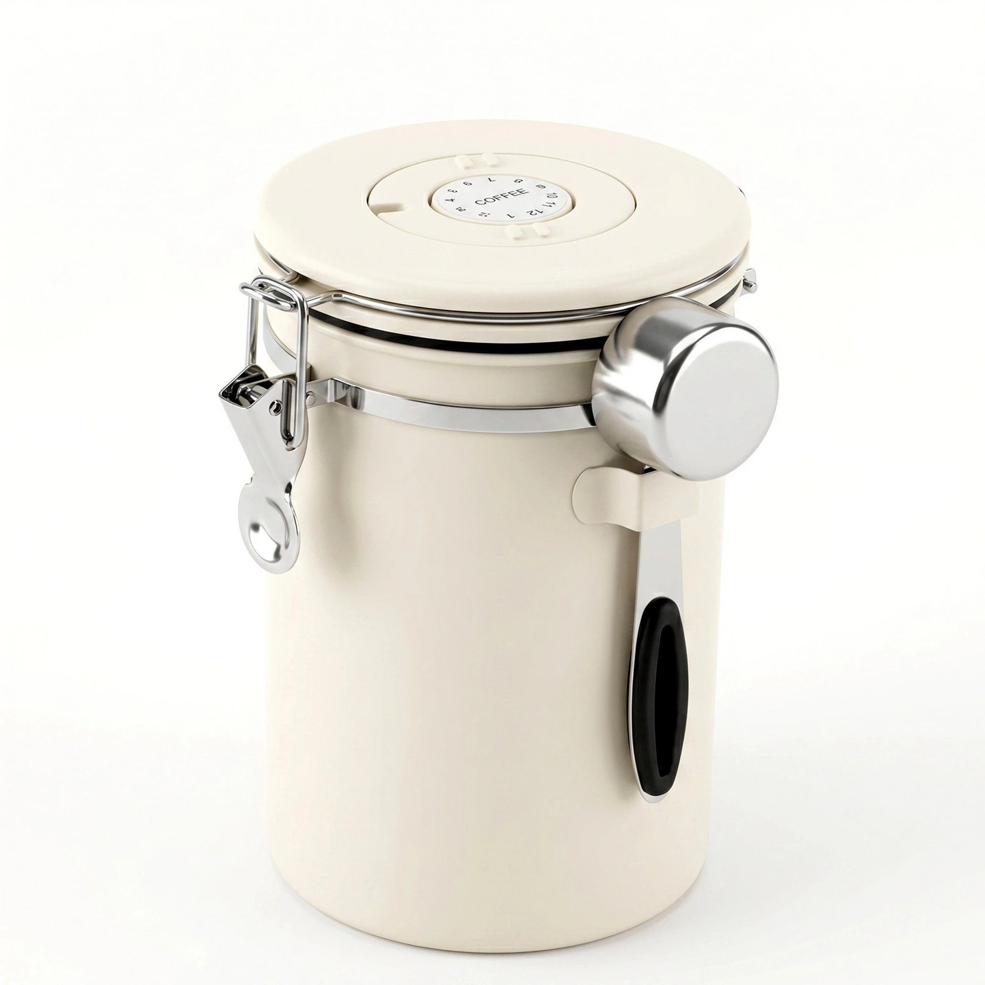 1 5-Star Chef 1.8L Stainless Steel Coffee Bean Storage Container Coffee Canister with Window & Scoop Coffee Jar - Beige, 1 of 9