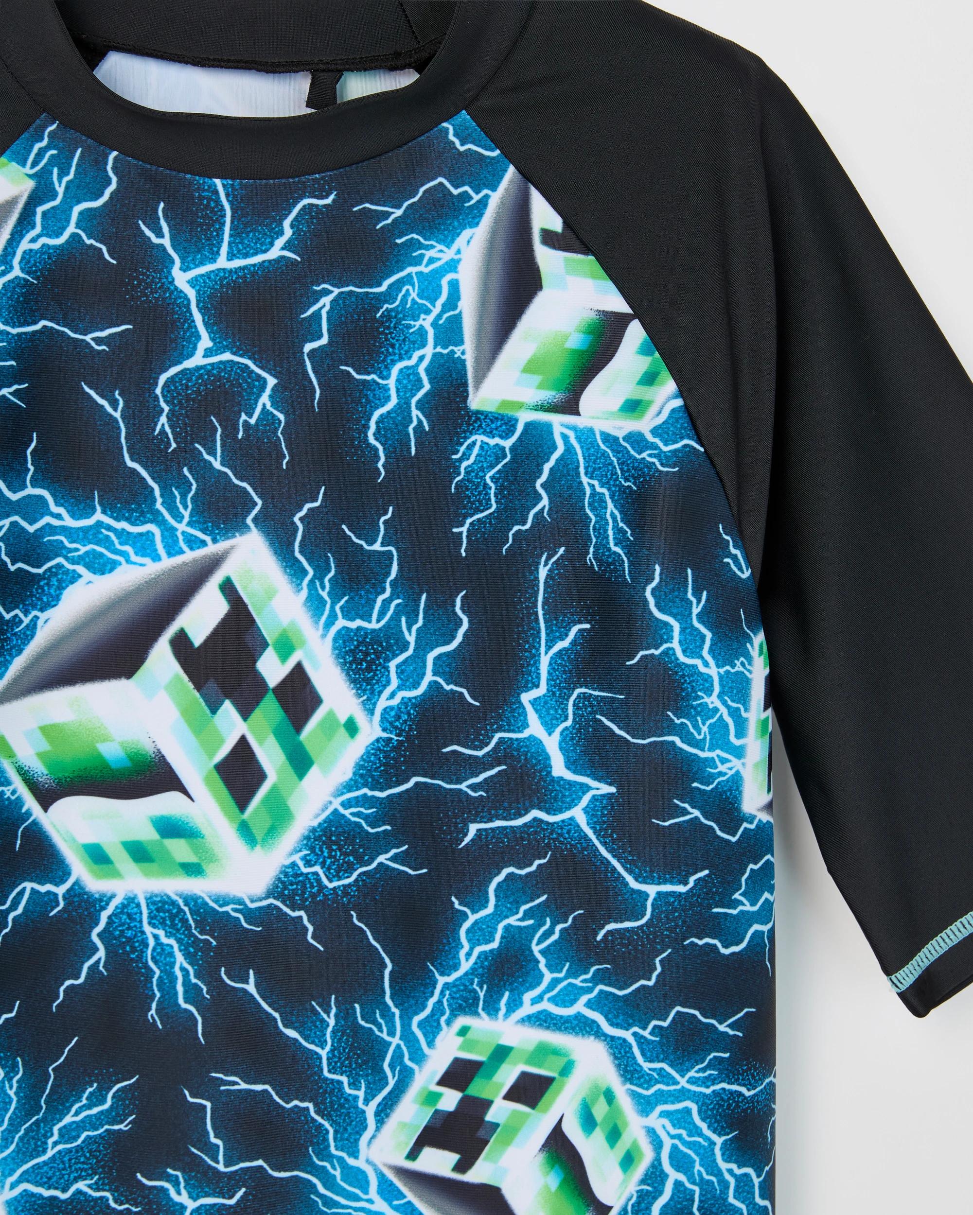 2 Minecraft Short Sleeve Swim Rashie BLACK, 2 of 2