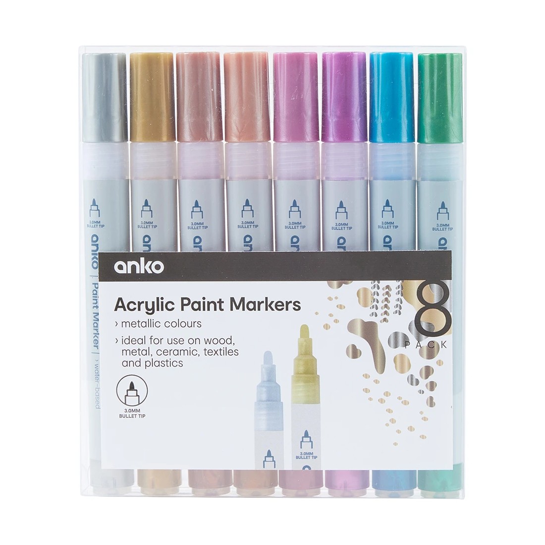 1 8 Pack Acrylic Paint Markers - Metallic, 1 of 4