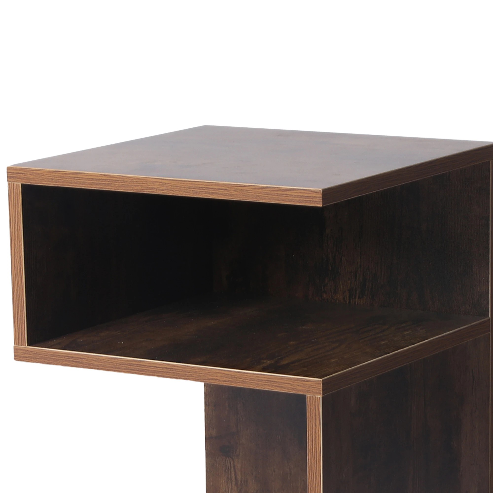4 Levede Bedside Table S-Shaped Nightstand with Storage Wood Bedroom Oak, 4 of 5