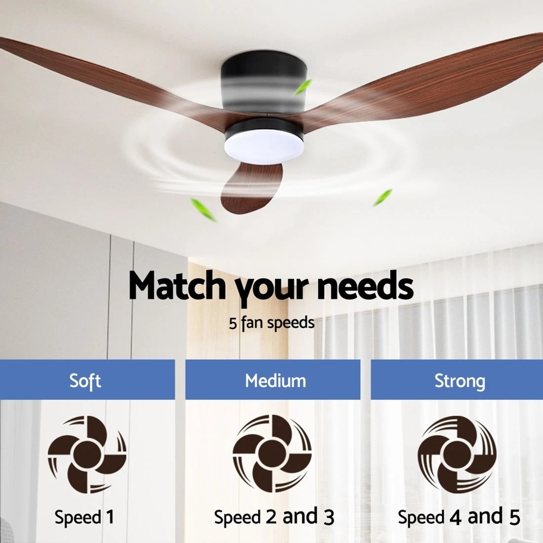 3 Devanti 52'' Ceiling Fan DC Motor w/Light w/Remote - Multi, 3 of 6