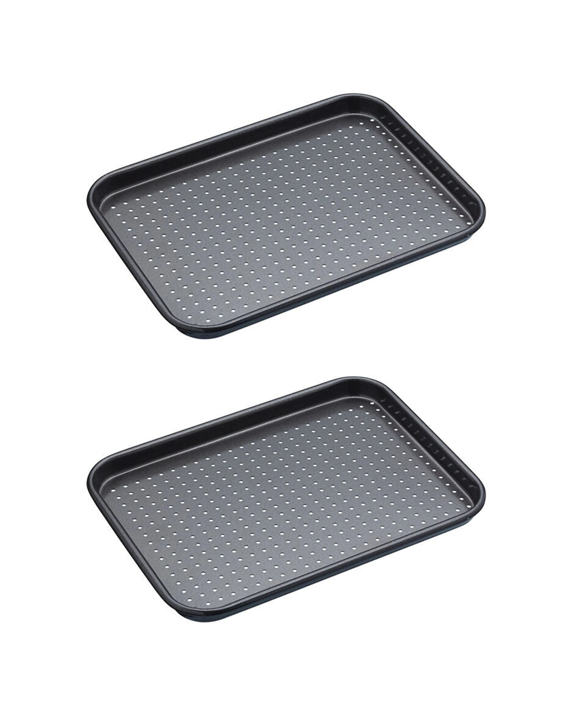 1 MasterCraft 2x Crusty Bake 24x18cm Non-Stick Baking Tray - Black, 1 of 8