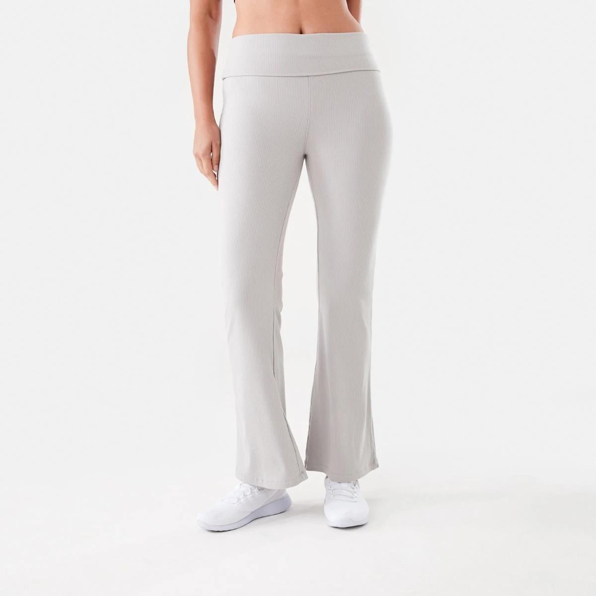 1 Active Womens Folded Waist Flare Pants HARMONY GREY, 1 of 4