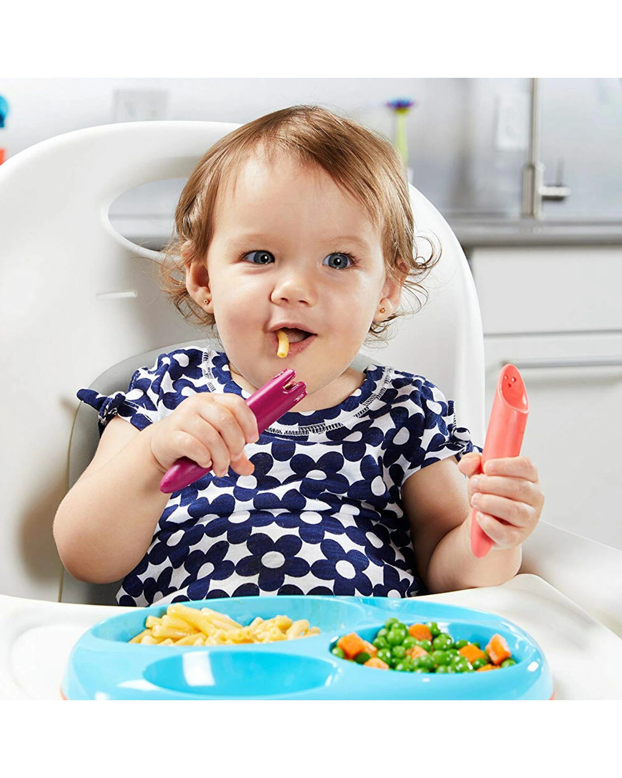 6 Boon JAB Silicone Nursery Feeding Toddler Utensils Coral 4PK - Multi, 6 of 6