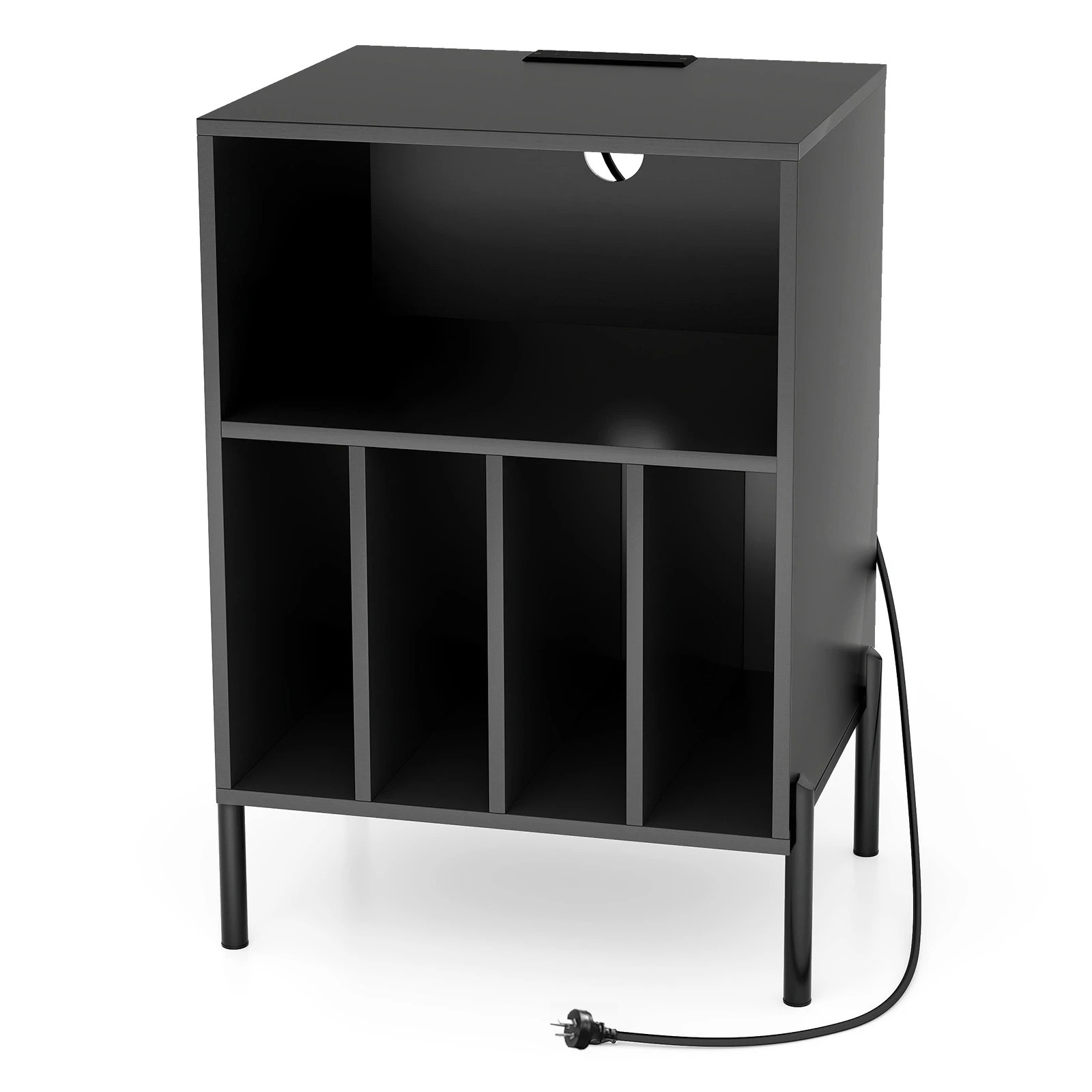1 Costway Record Player Stand Turntable Stand w/Charging Station & USB Port, 1 of 4