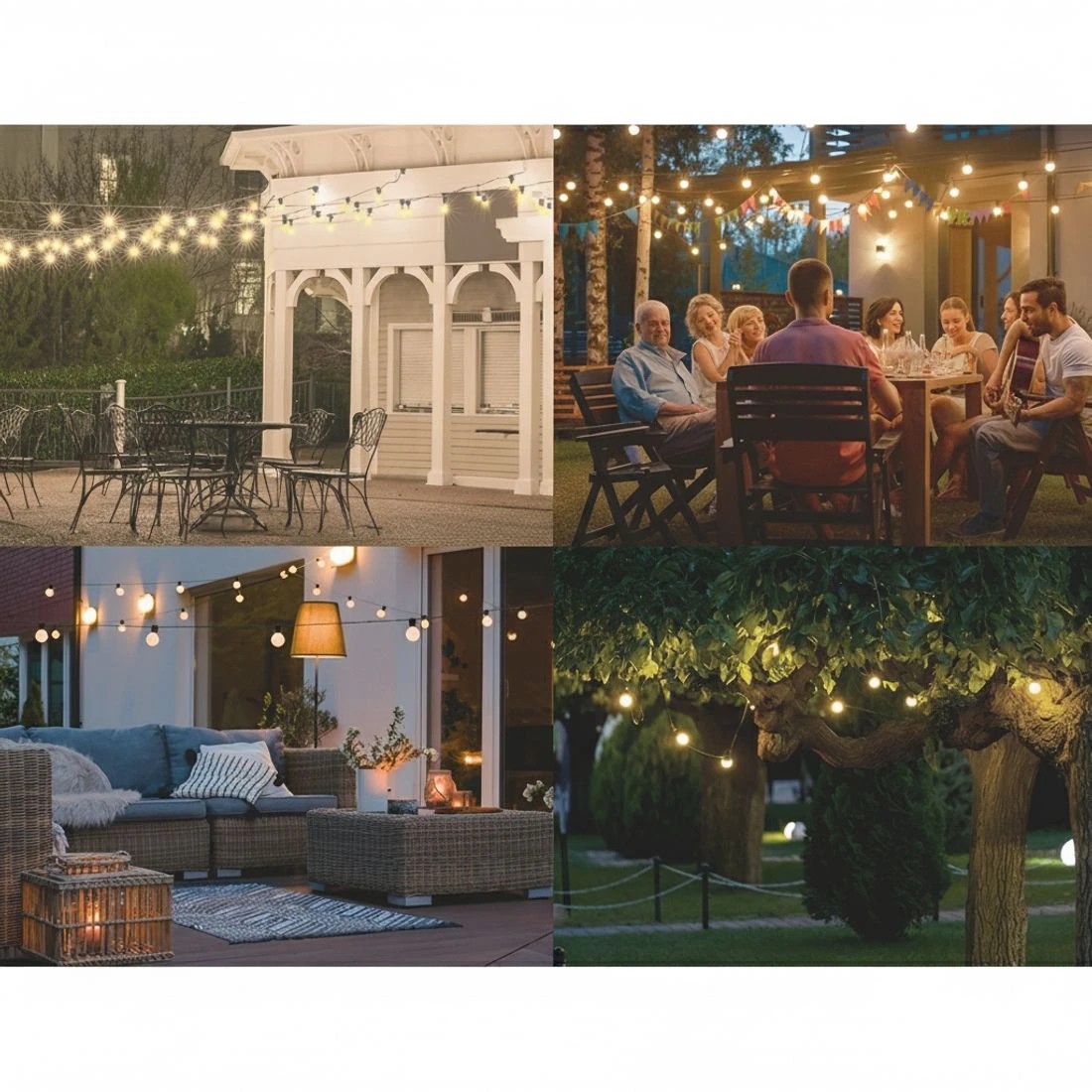 3 37m Festoon Lights Christmas Fairy String Lights Outdoor Party Garden - Black, 3 of 4