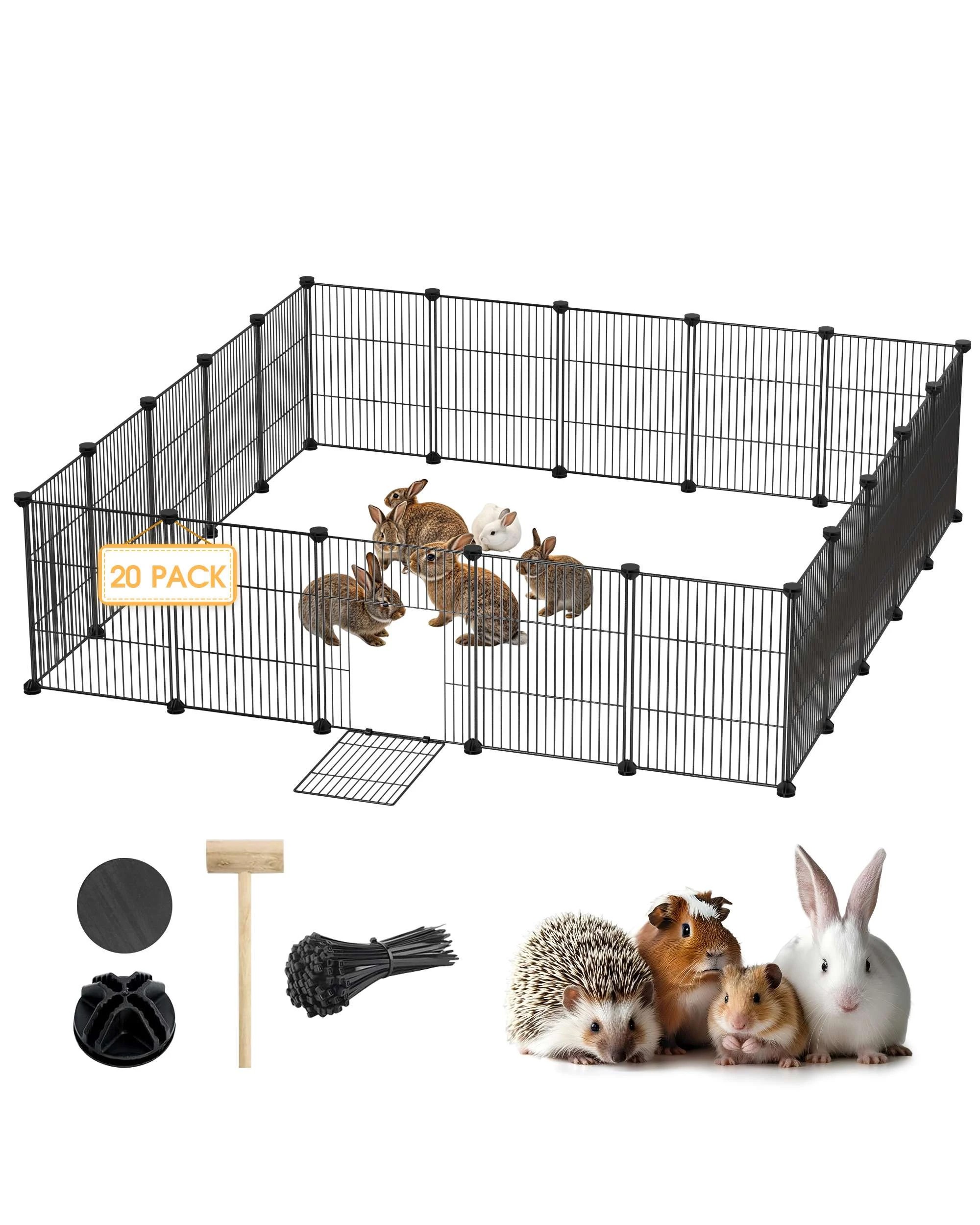1 Advwin 20 Panels Pet Playpen Small Animal Cage Rabbit Hutch, 1 of 7