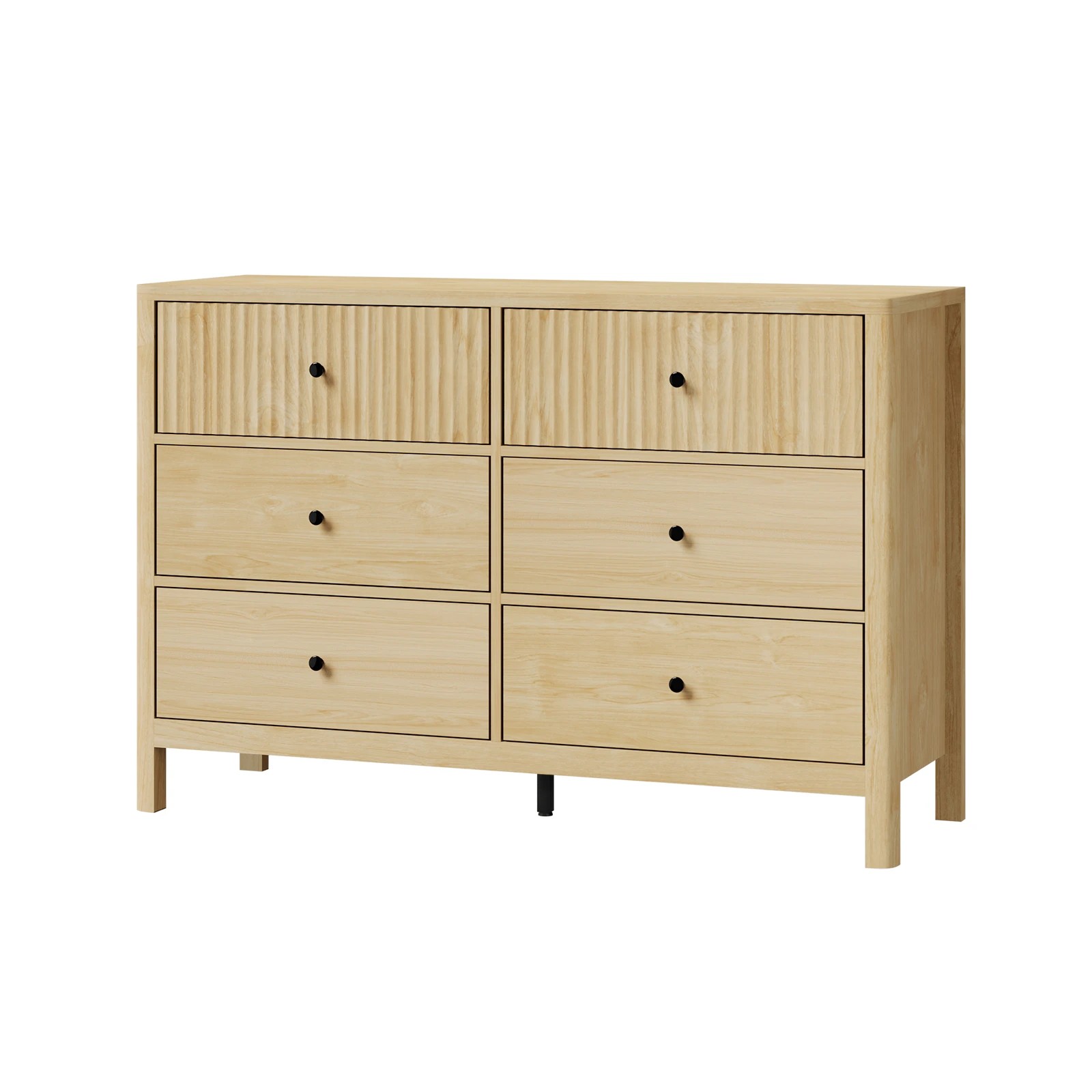 1 Oikiture 6 Chest Of Drawers Dresser Lowboy Storage Cabinet
 - Natural, 1 of 10