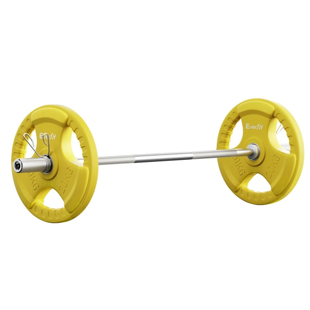 1 Everfit Barbells 46KG 120CM Dumbbell Barbell Plate Weight Lifting Home Gym - Multi, 1 of 6