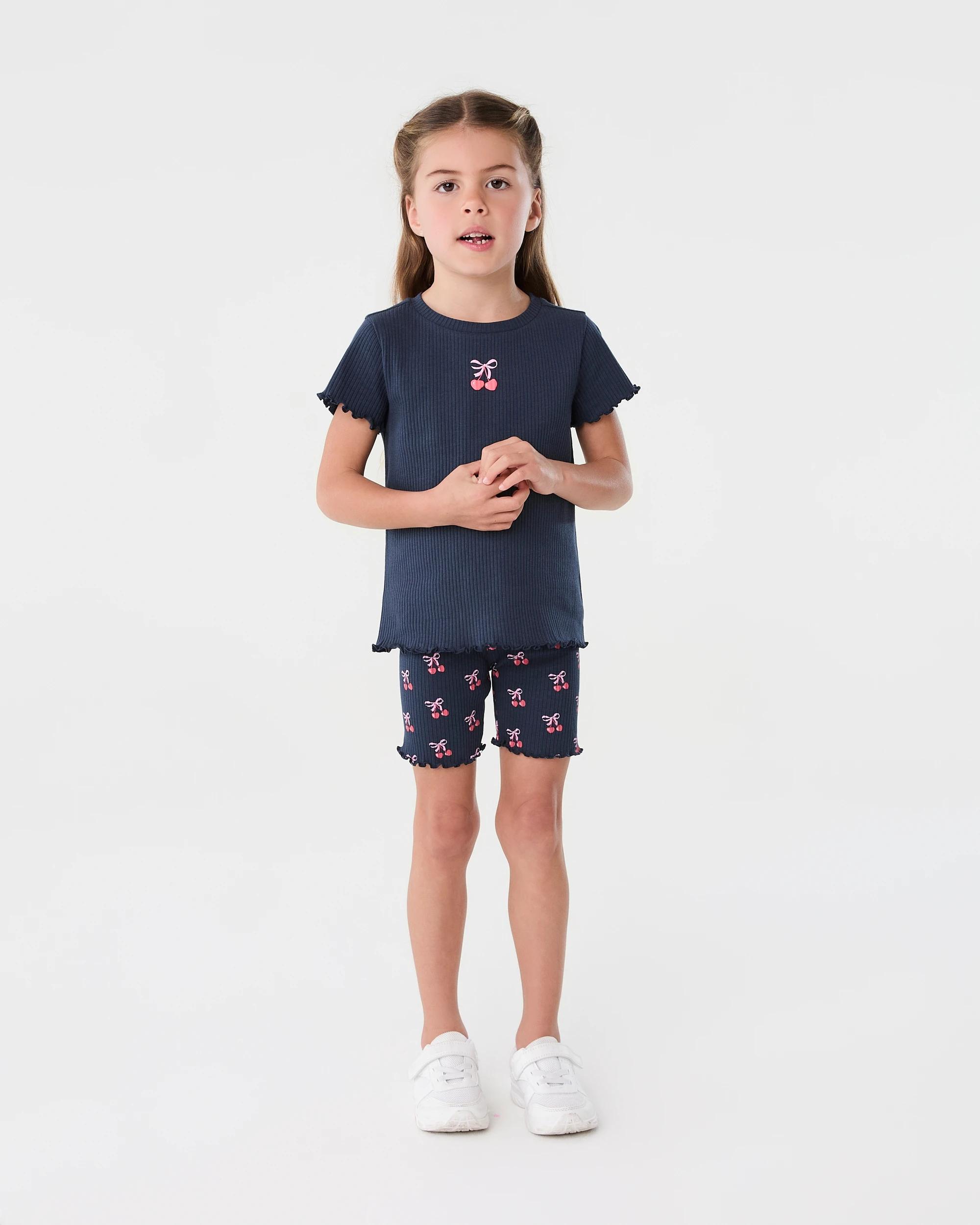 7 Short Sleeve Ribbed T-shirt Blu Cherry, 7 of 8