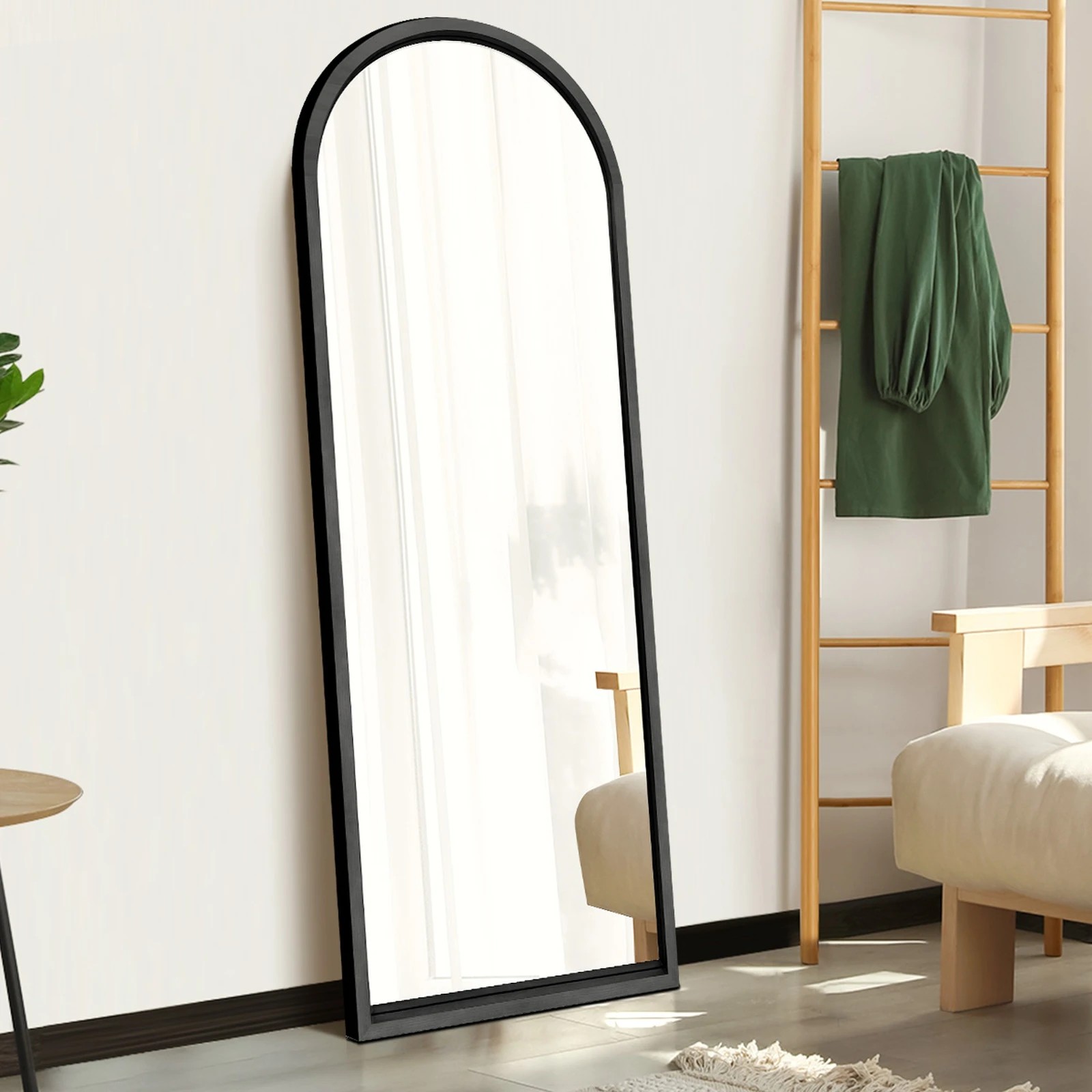 3 Oikiture Wooden Full Length Mirror 180x70cm Arched Dressing Floor Mirrors
 - Brown, 3 of 9