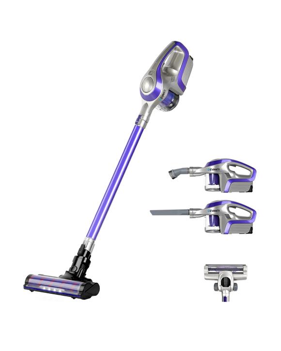 Devanti Cordless 150W Handstick Vacuum Cleaner - Purple and Grey