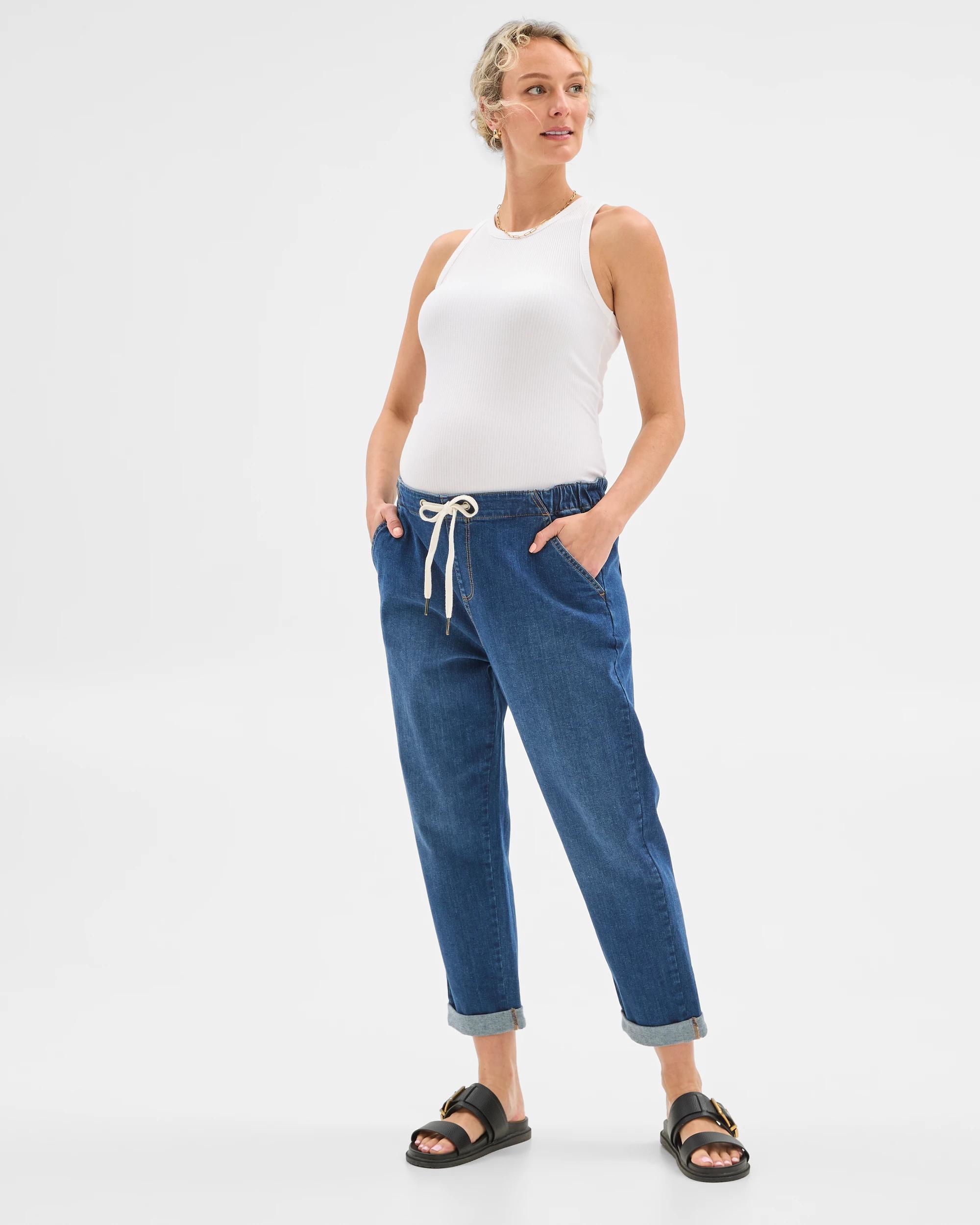 2 Target Maternity Slim Denim Jogger Pants MEDITERRANEAN BLUE, 2 of 6