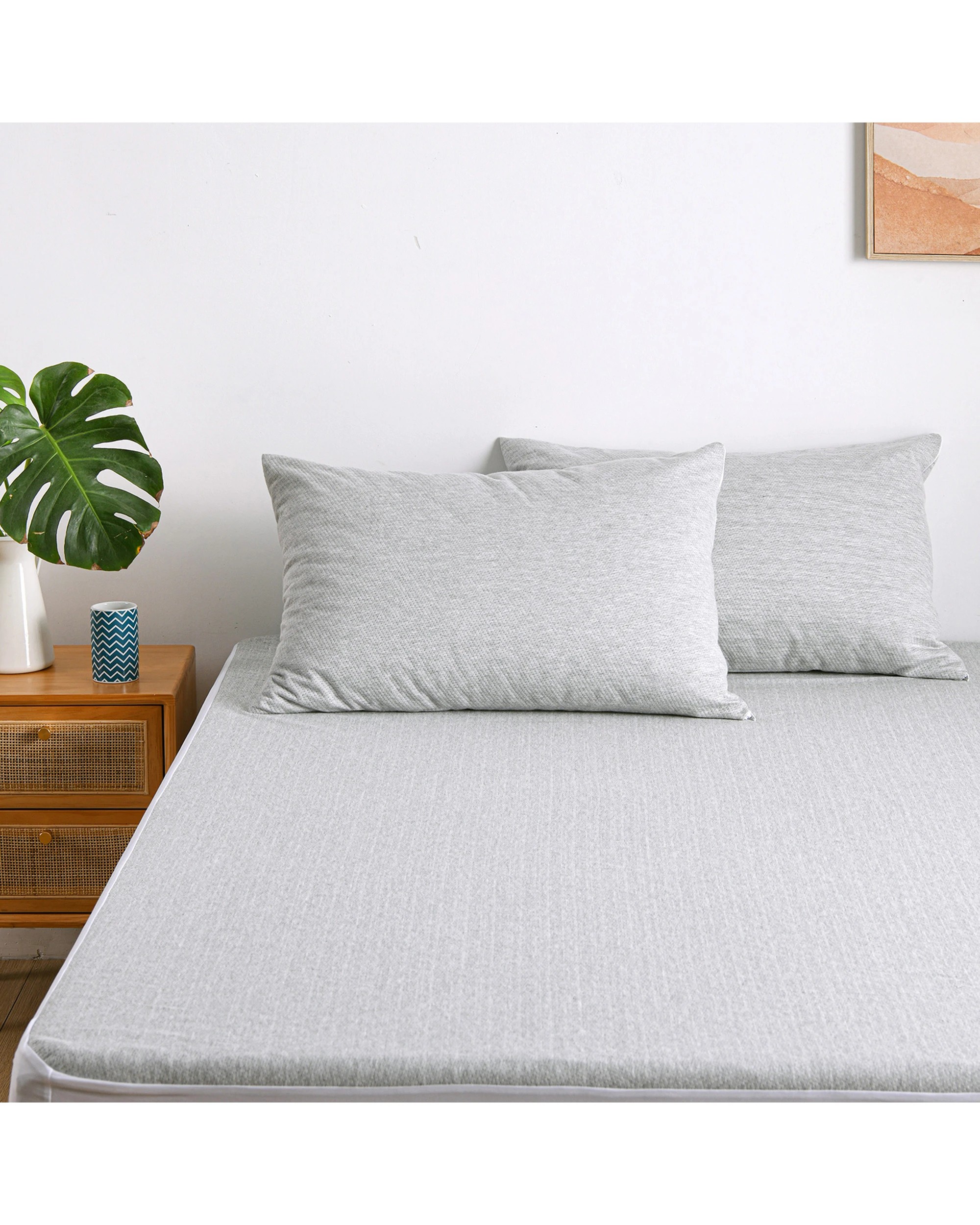 1 ESSN Bamboo Charcoal Waterproof Pillow Protector Standard Size 48x73cm - Charcoal, 1 of 9
